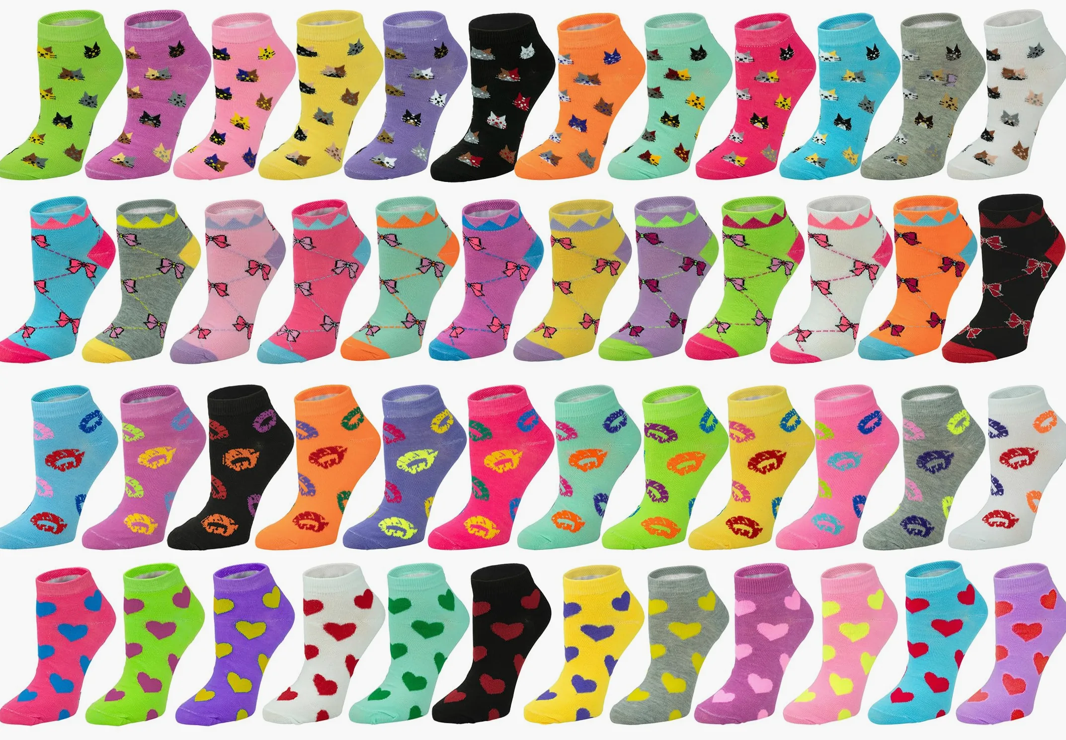 Gelante Paquete de 48 calcetines tobilleros para mujer, cómodos, ligeros, transpirables, atléticos, paquete al por mayor
