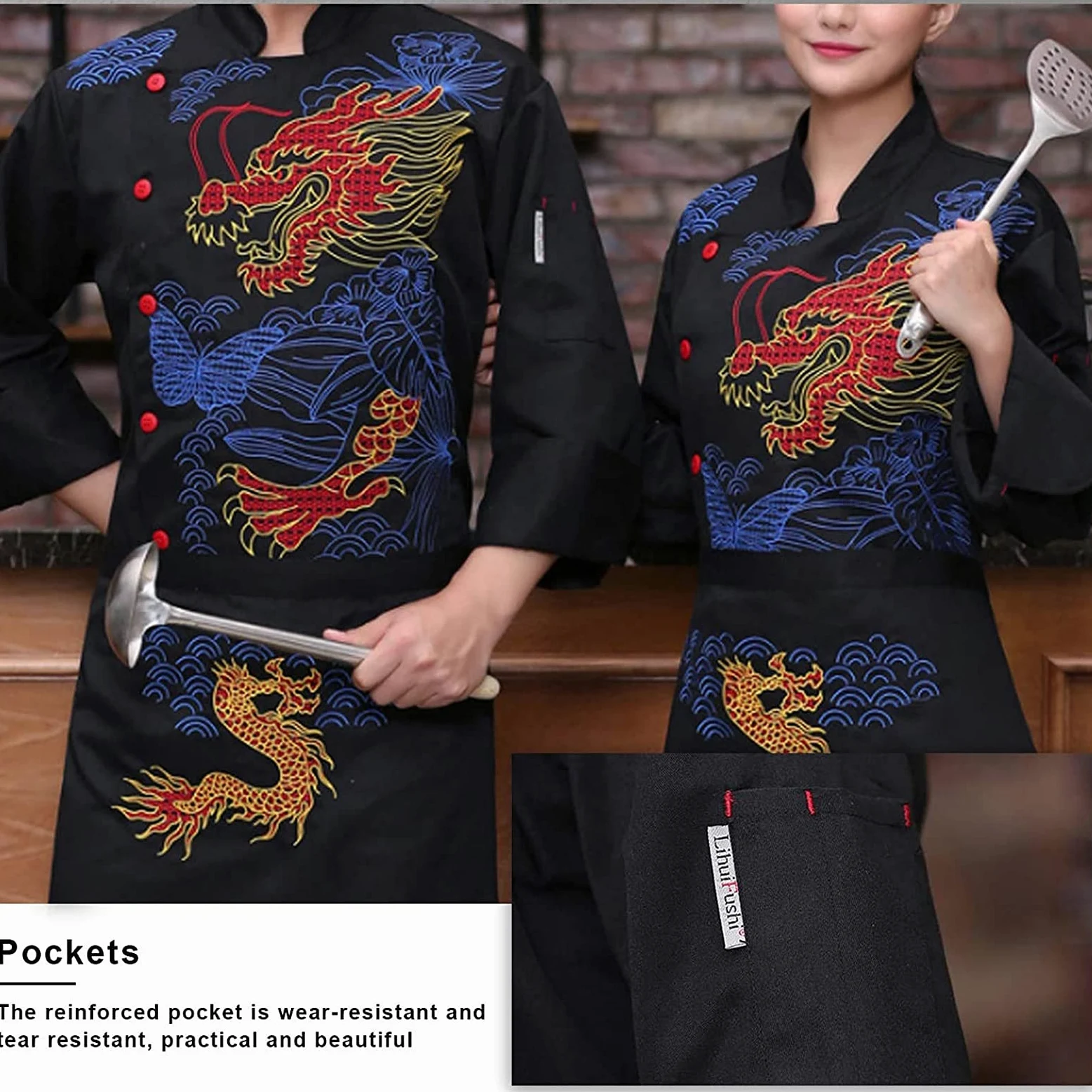 Ropa de Cocinero Profesional Chef Wear Western Restaurant Unisex Chef Coats Bakery Servicio De Alimentos De Panadería Chef Chef Uniforme (Color : White, Size : E(3XL))