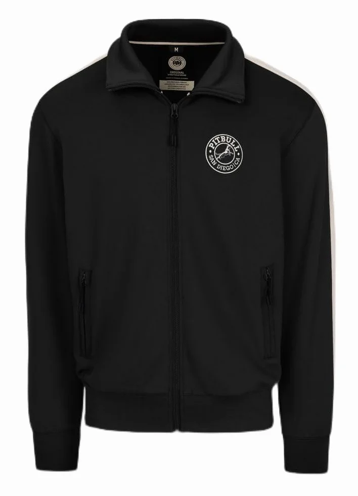 PITBULL - Sudadera Hombre con Cremallera Oldschool San Diego CA, Chaqueta Sudadera Hombre con Cuello Alto, Chaqueta con Cremallera, Sudaderas con Estampado, Sweatshirt