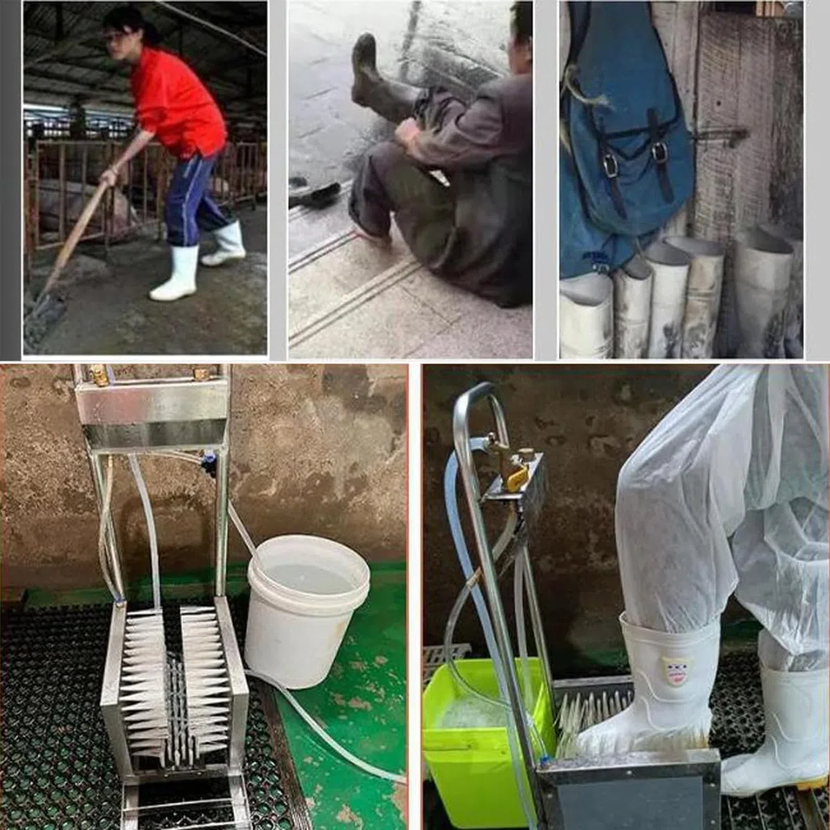 Rascador de zapatos y limpiador de calzado, limpiador automático de botas, removedor de barro con pistola de pulverización de agua para granja ganadera