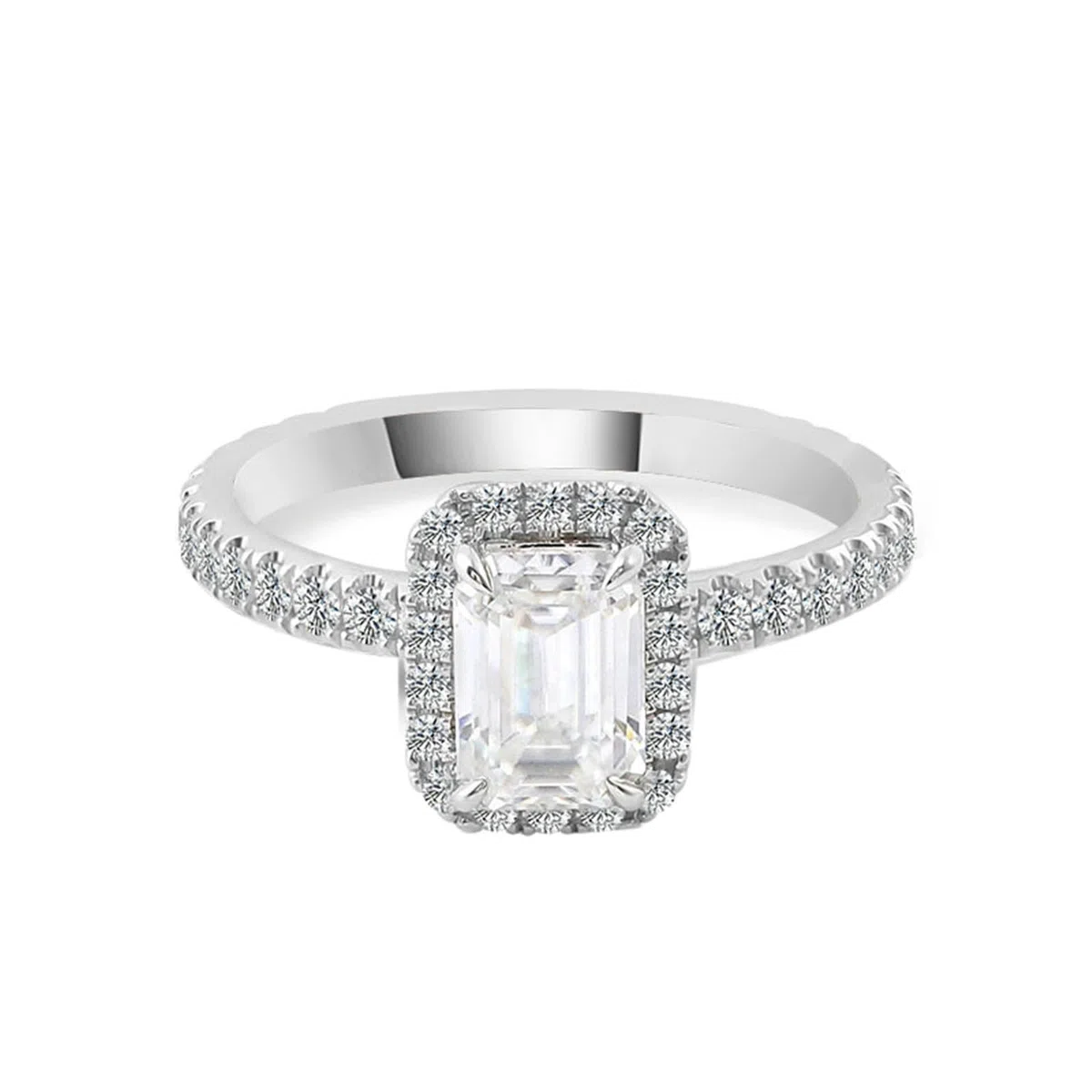 Anillos de oro blanco de 18 quilates para mujer oro 1/2/3 quilates de corte rectangular blanco moissanite elegante anillo de compromiso