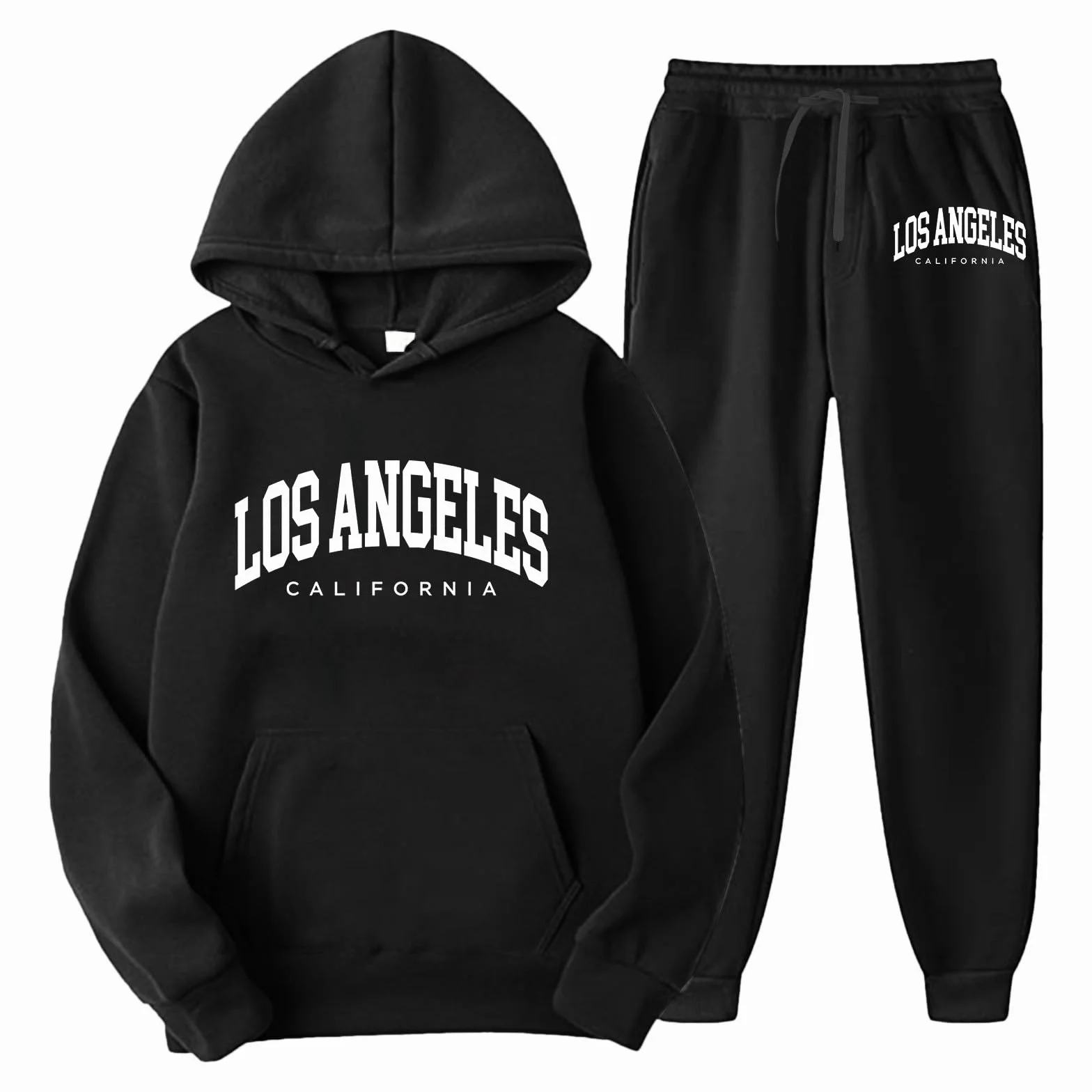 Ropa deportiva para hombre Los Ángeles con estampado Chándal de 2 piezas con capucha con capucha y pantalón largo Y2K Hip Hop Streetwear Transpirable Traje de ocio Verano Ropa deportiva