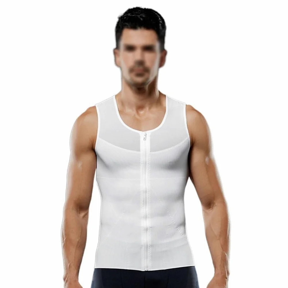 HLTYGWX Fajas para Hombres Control de Barriga Cuerpo Completo Adelgazante Body Cremallera Busto Abierto Esculpir