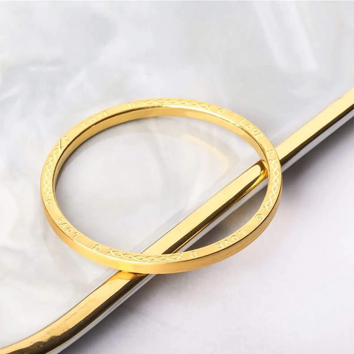 Gualiy Elegante pulsera de oro amarillo de 18 quilates para mujer, pulsera grabada con patrón aleatorio, 6 inch, Oro amarillo, No es una piedra preciosa