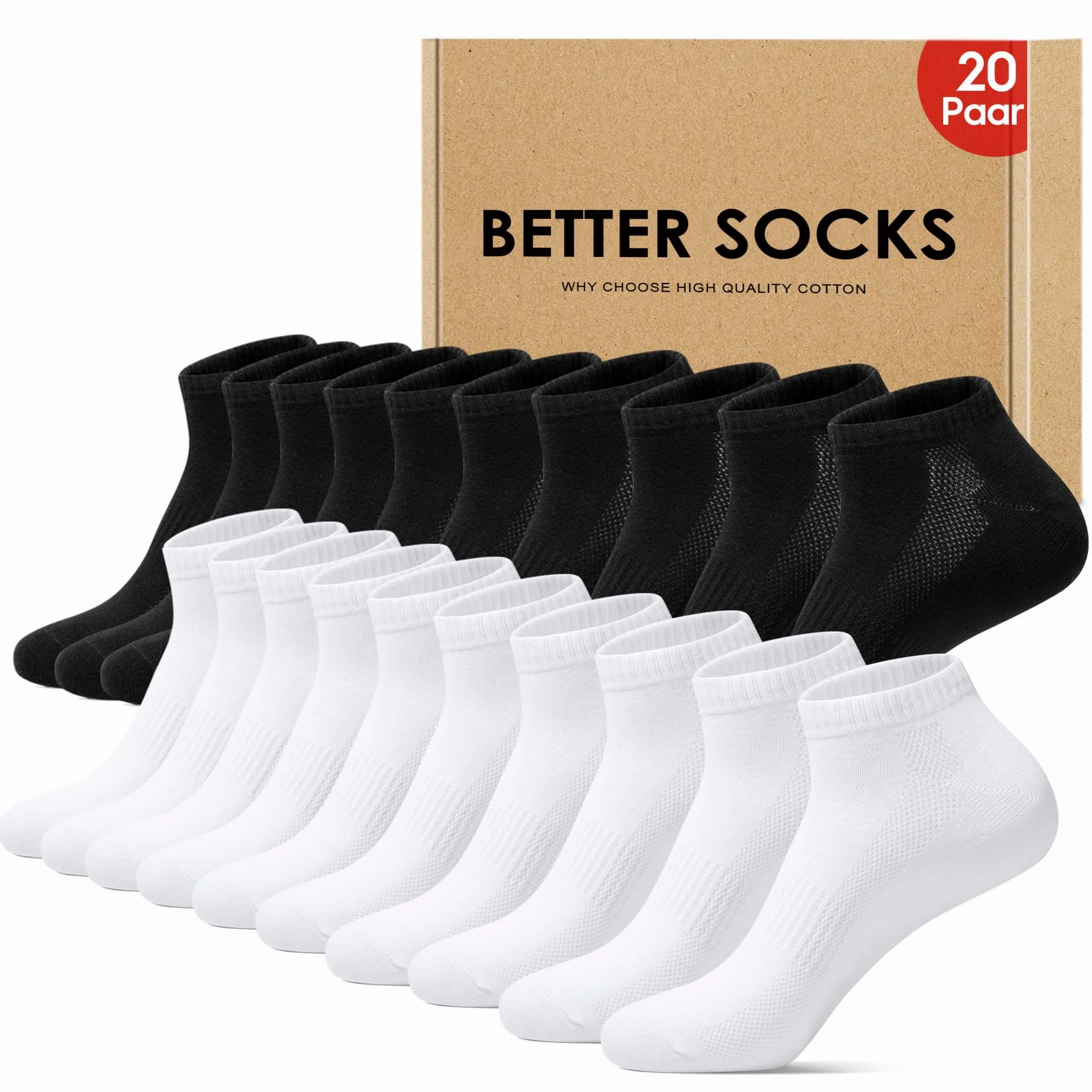 Falechay 10/20 Pares Calcetines Tobilleros Hombre Mujer Calcetines Cortos | Calcetines Cortos Hombre,Calcetines Deporte Unisex,Algodón,Respirable,OEKO-TEX