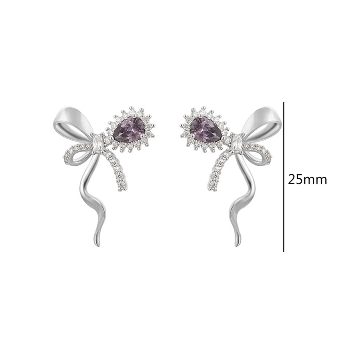Pendientes con nudo de mariposa, amatista y moissanita