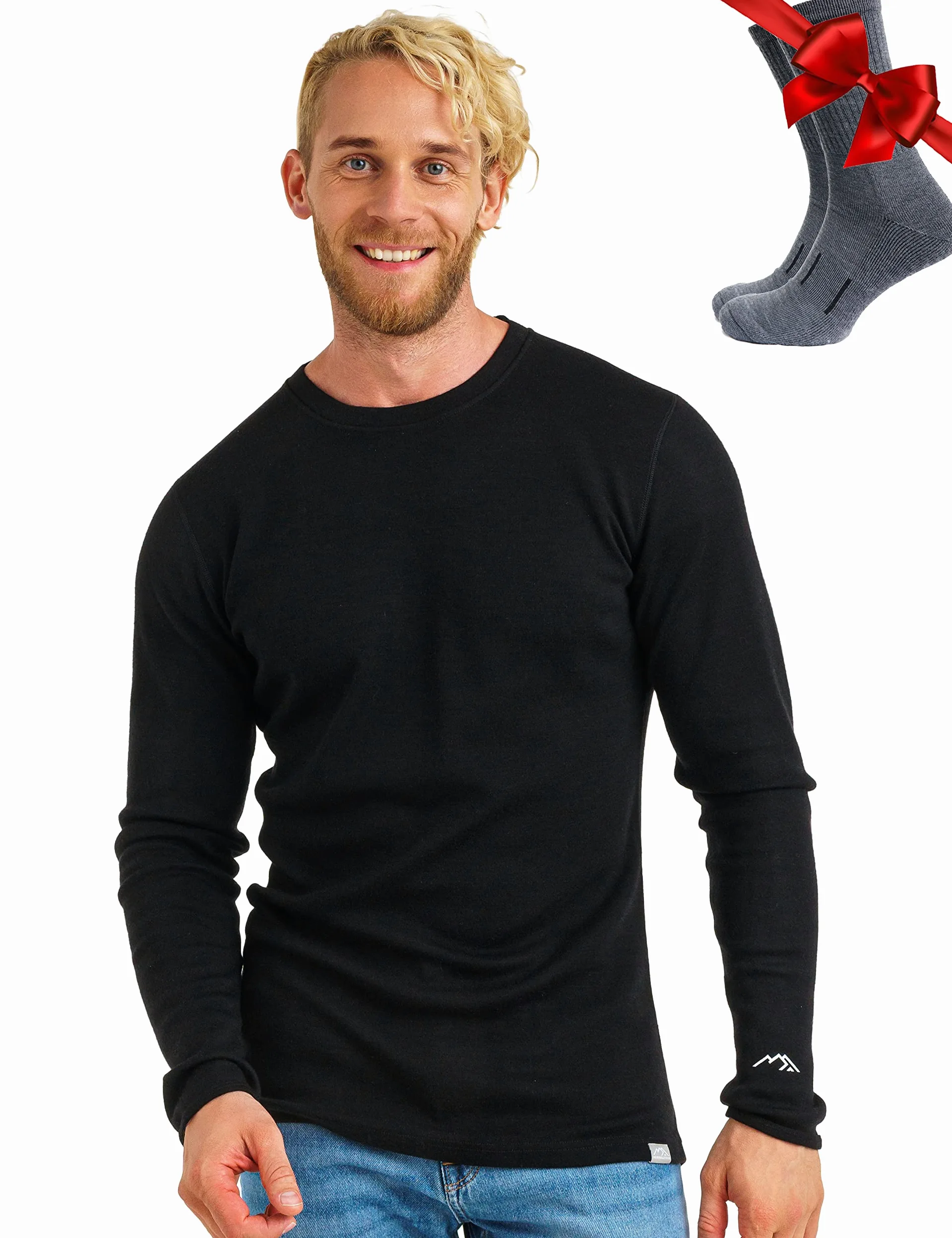 Merino.tech Camiseta Termica Lana Merino Hombre - Ropa Térmica 100% Lana | Absorbe humedad, capa base para todo el año. Pesos: Ligero, Medio y Pesado