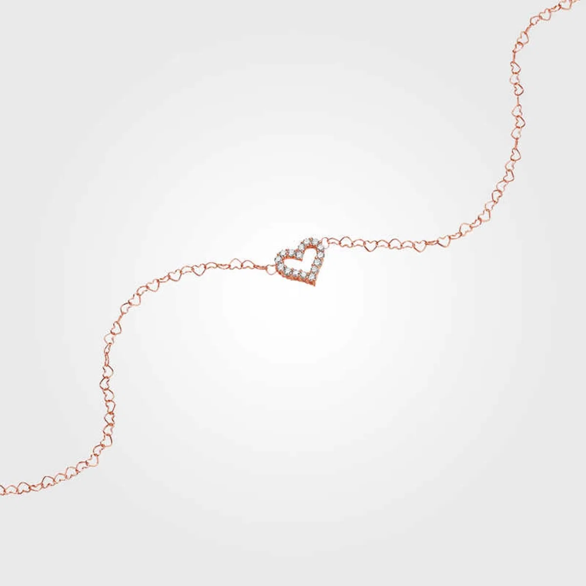 Pulseras de oro rosa para mujer, con forma de corazón, diamantes de 0,14 quilates, pulsera de corazón para mujer