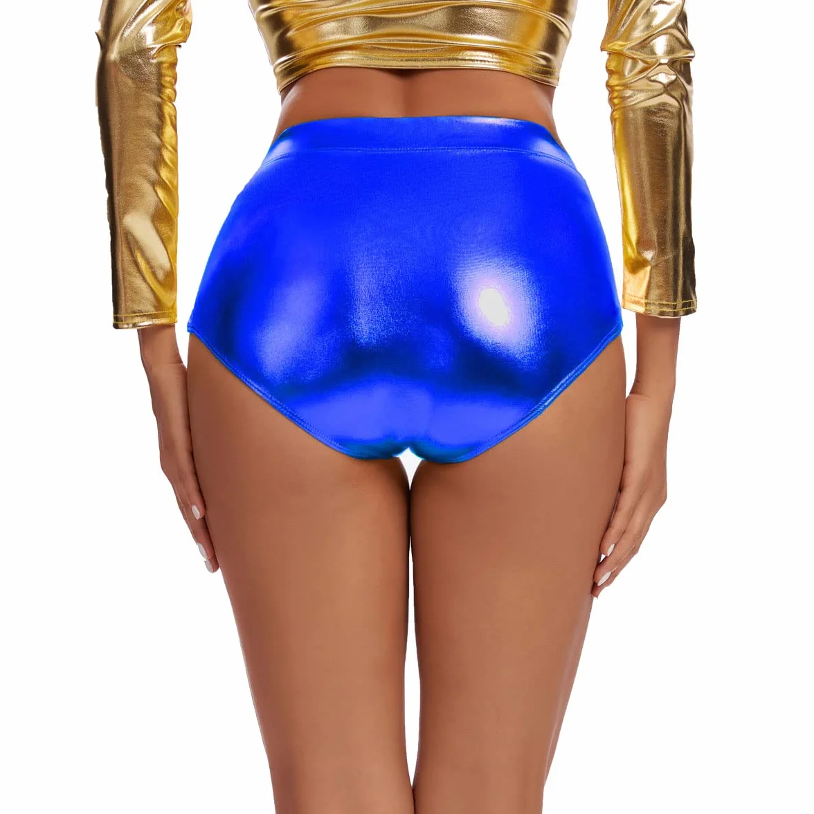 Pantalones cortos metálicos brillantes para mujer de baile