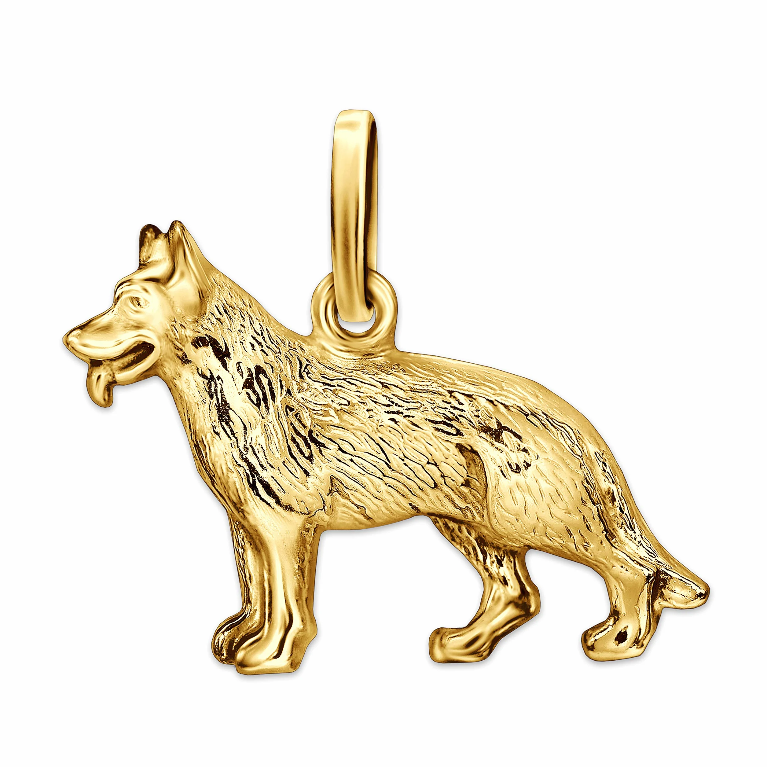 CLEVER joyas Dorado Colgante perro de ovejas figurativo en ambas caras y brillante brillante de oro 333