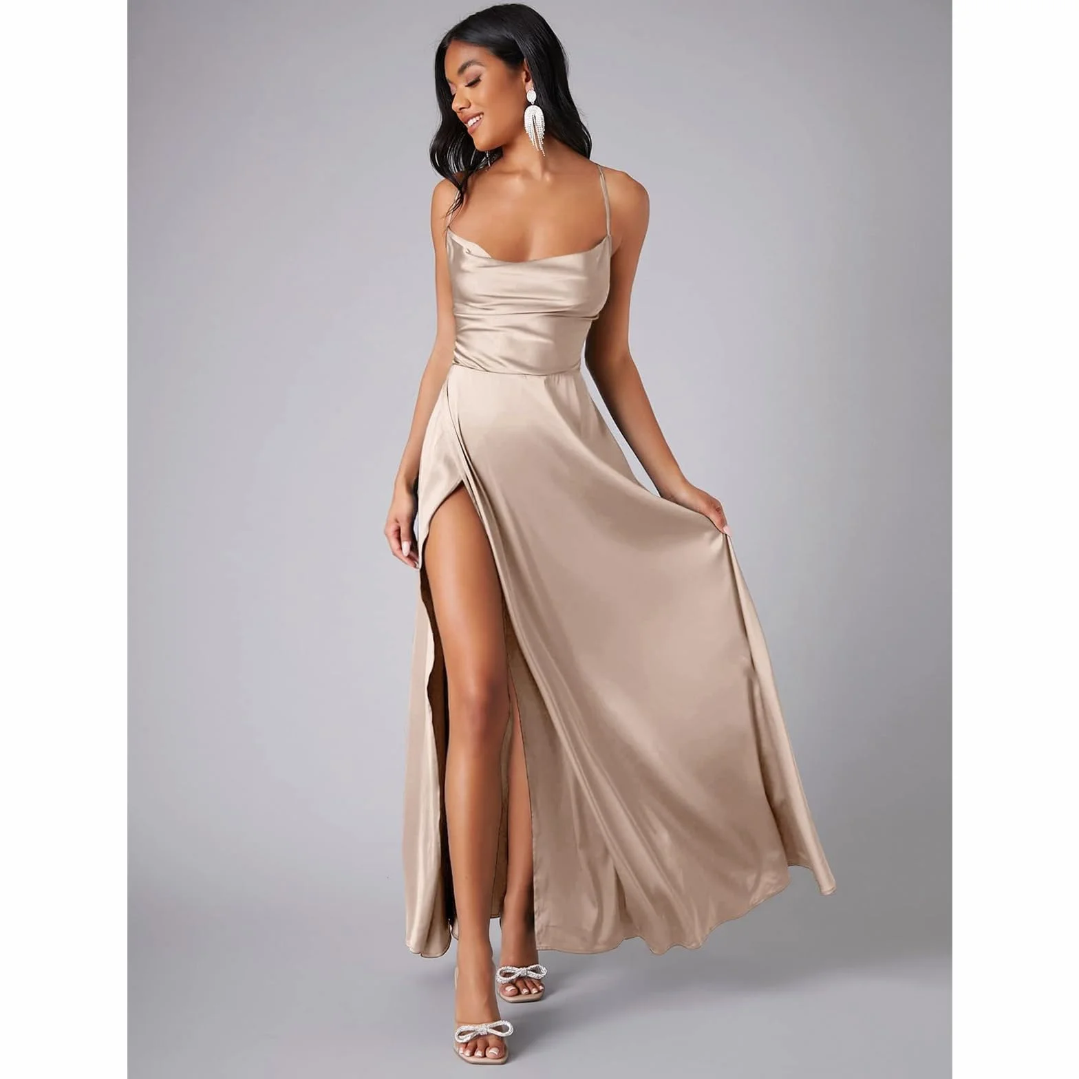 Vestido de verano para mujer, sin mangas, con abertura lateral, falda de noche, elegante, acampanada, casual, ajustado, cintura alta, HUTALIM
