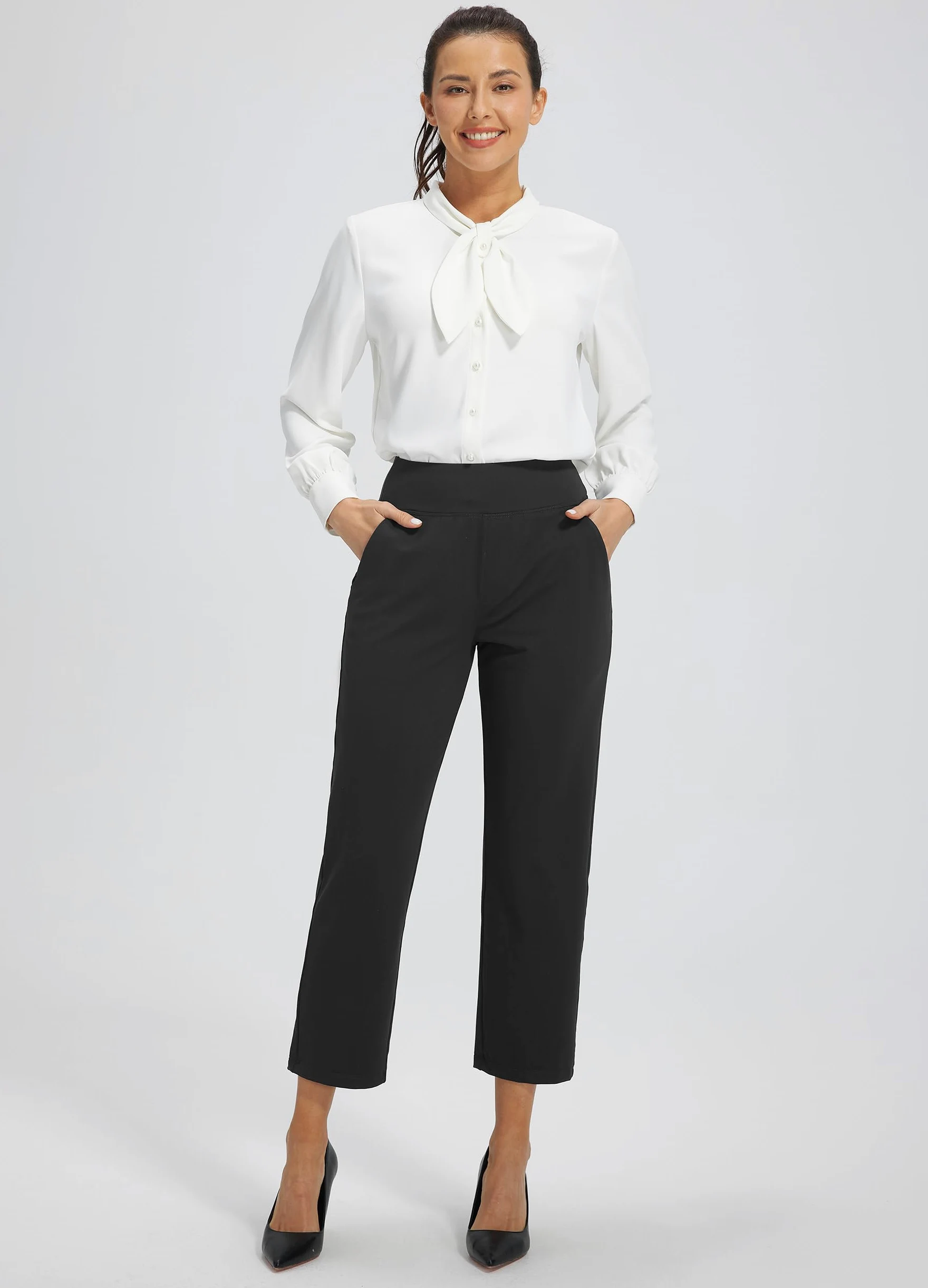 Libin Pantalones Vestir Casuales Mujer 7/8 Jogger | Pantalón Deportivo Elástico Informal Ligero De Verano Estilo Negocios Pantalón Para Correr Y Fitness Con Bolsillos