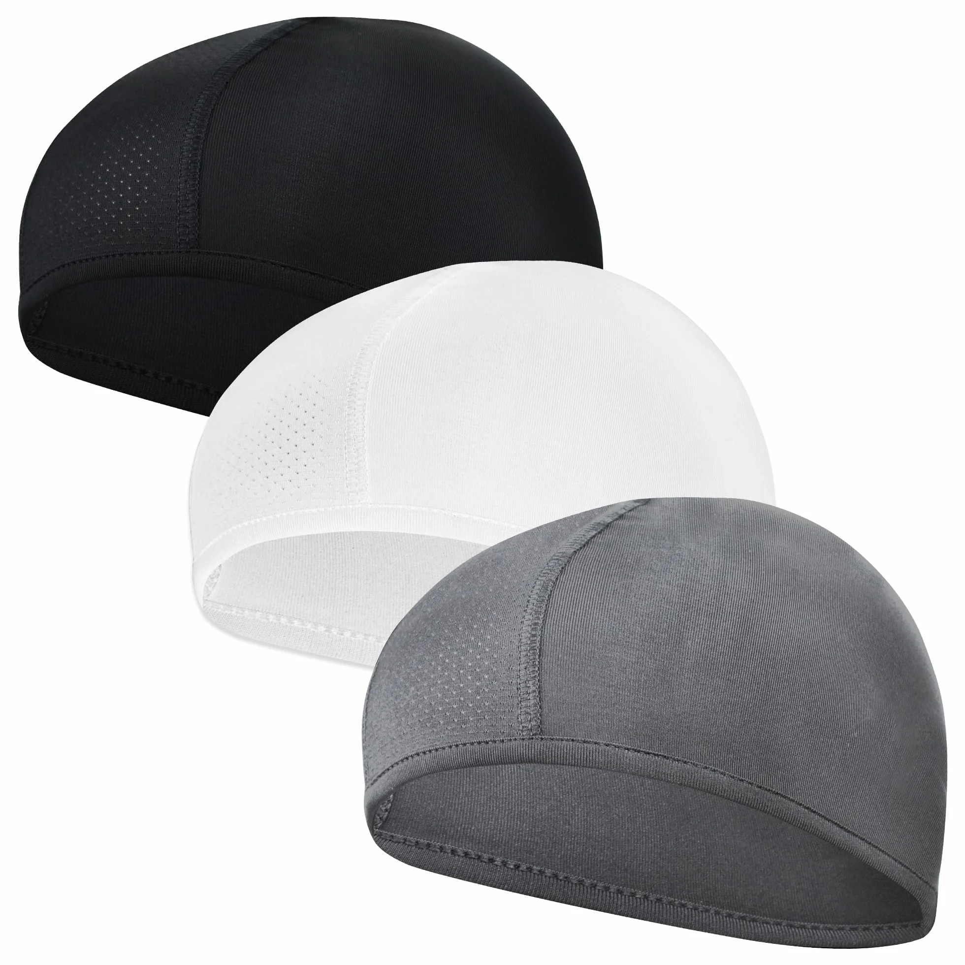 YMIFEEY 3Pcs Gorros Ciclismo Bajo Casco Verano Sotocasco Bici Skullcap Hombre Transpirable (Negro + Blanco + Gris)