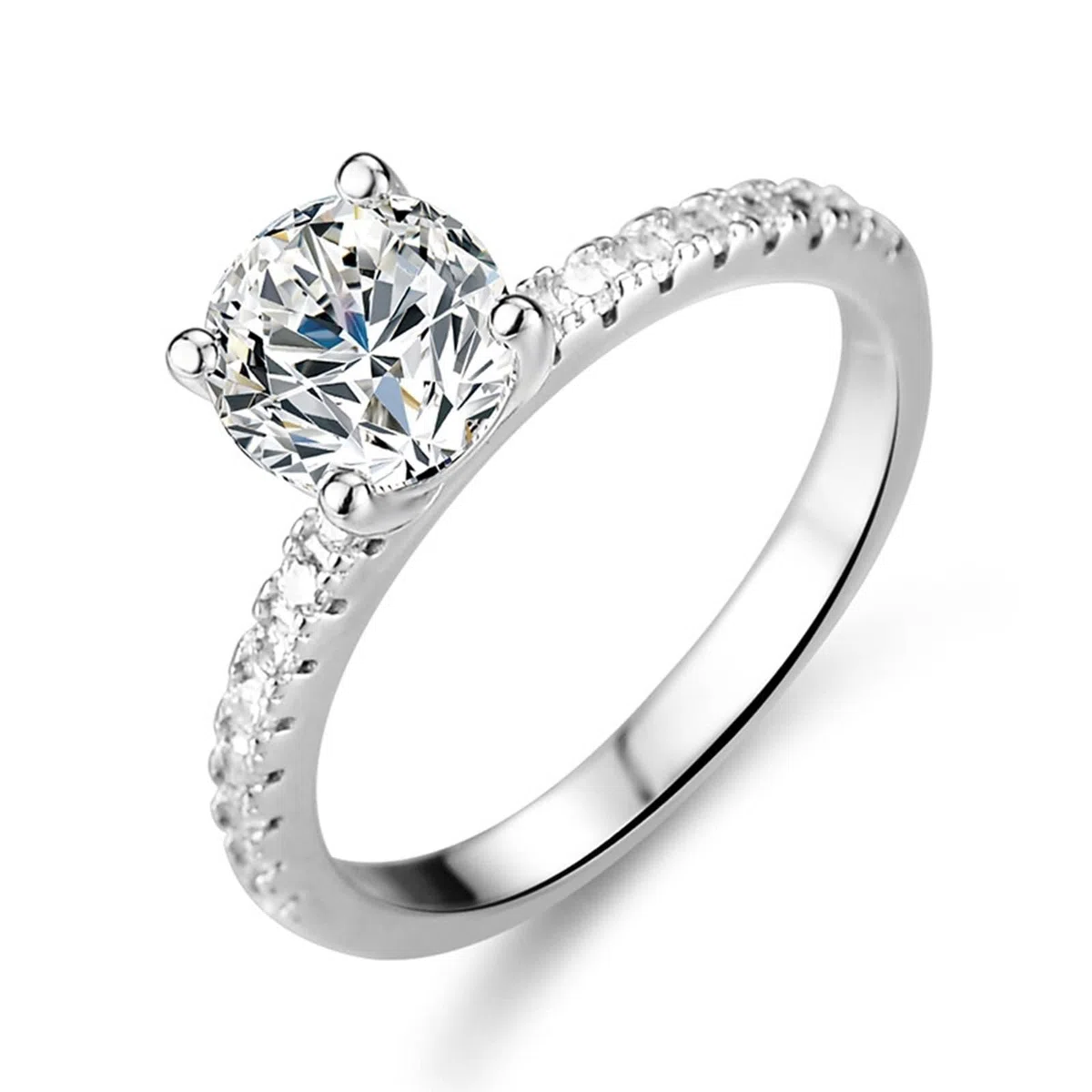 Anillos de oro para mujer, moissanite, 1 ct, oro blanco, solitario, anillos de boda, oro real para mujer