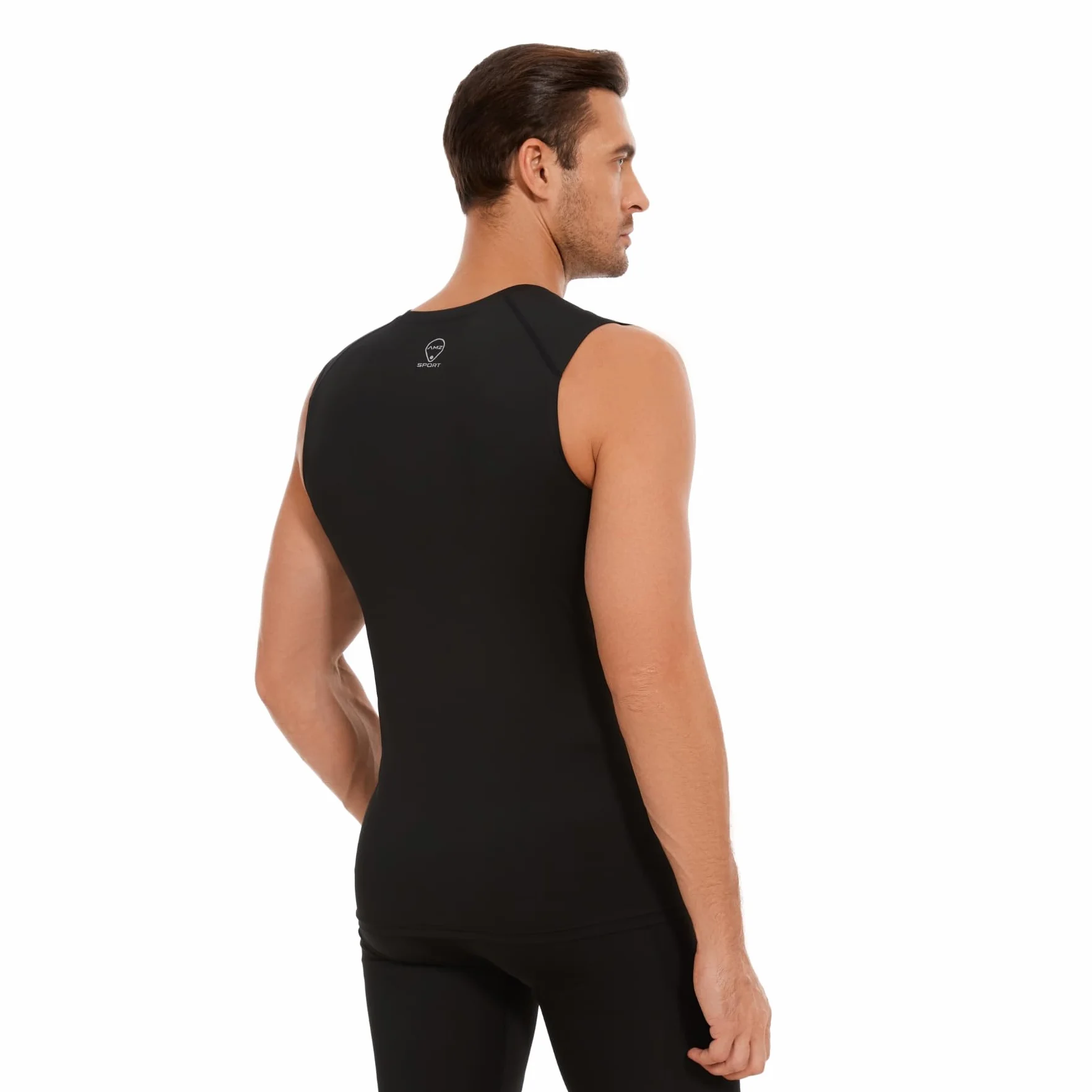 AMZSPORT Pack de 5 Camisetas sin Mangas para Hombre, Transpirables y de Compresión, para Running, Gimnasio, Fitness y Deporte