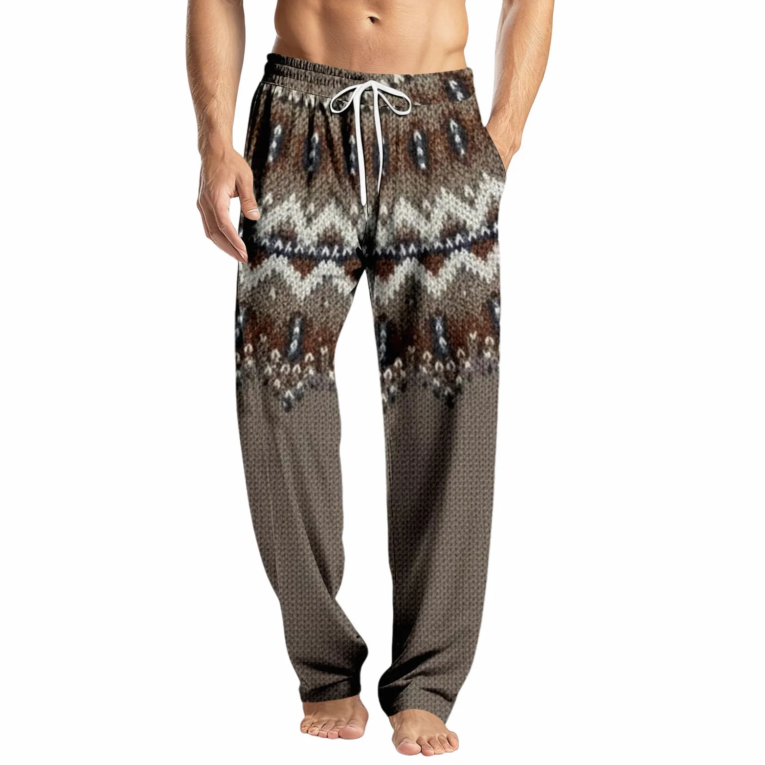 Generisch Pijama corto para hombre, pantalones de yoga, albornoz bordado para hombre (café, L)