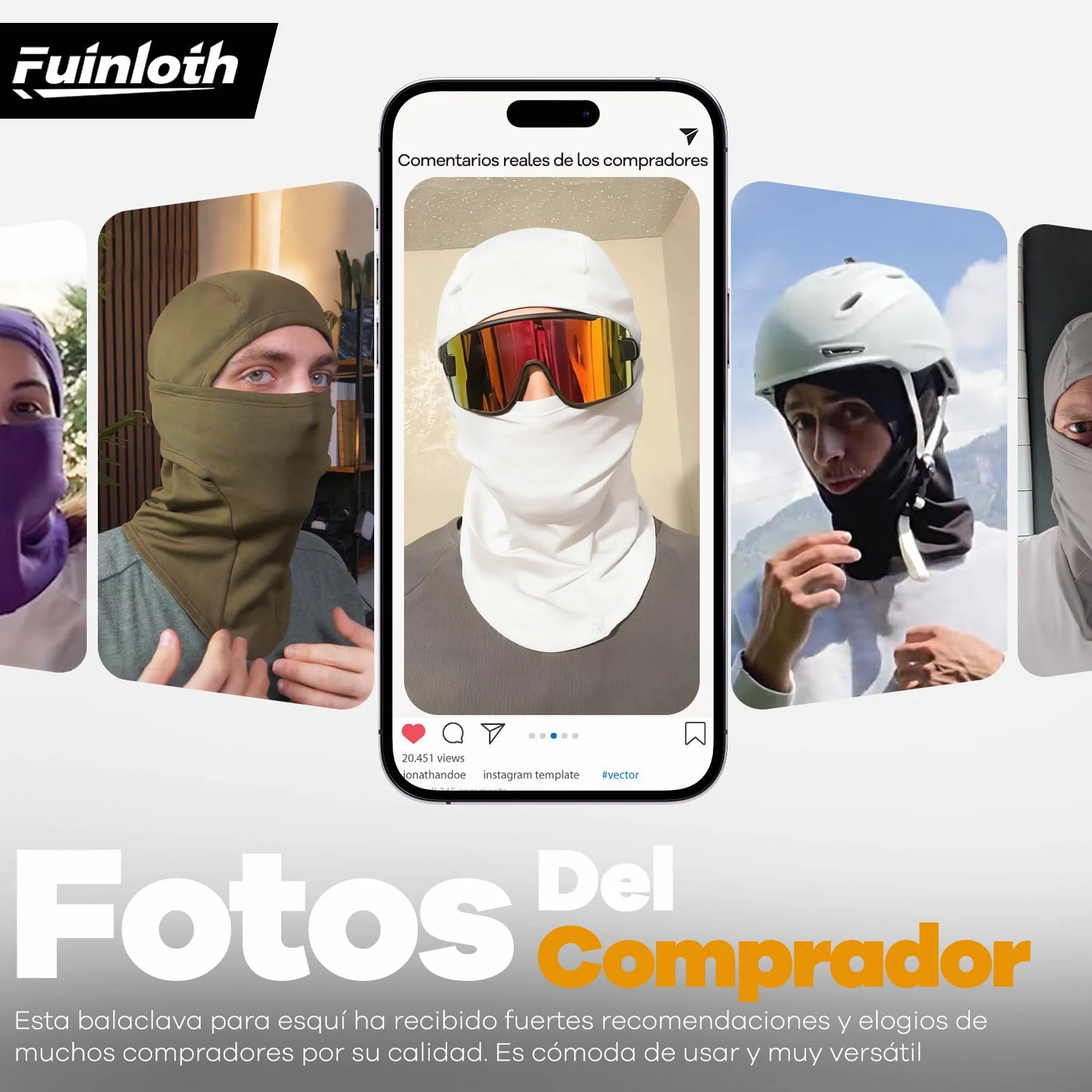 fuinloth Pasamontañas Moto, Invierno Balaclava Anti Viento Termico Sotocasco Esquí Hombre/Mujer