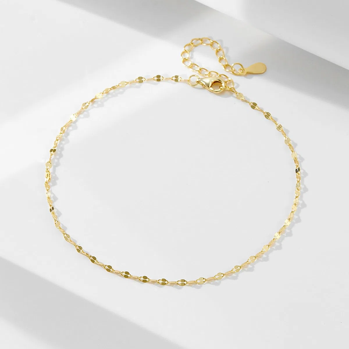 Delicada cadena de eslabones para mujer, tobilleras de oro de 18 quilates, sin piedras preciosas, pulseras de tobillo para mujer, oro amarillo para ella, 9 K, 14 y 18 quilates