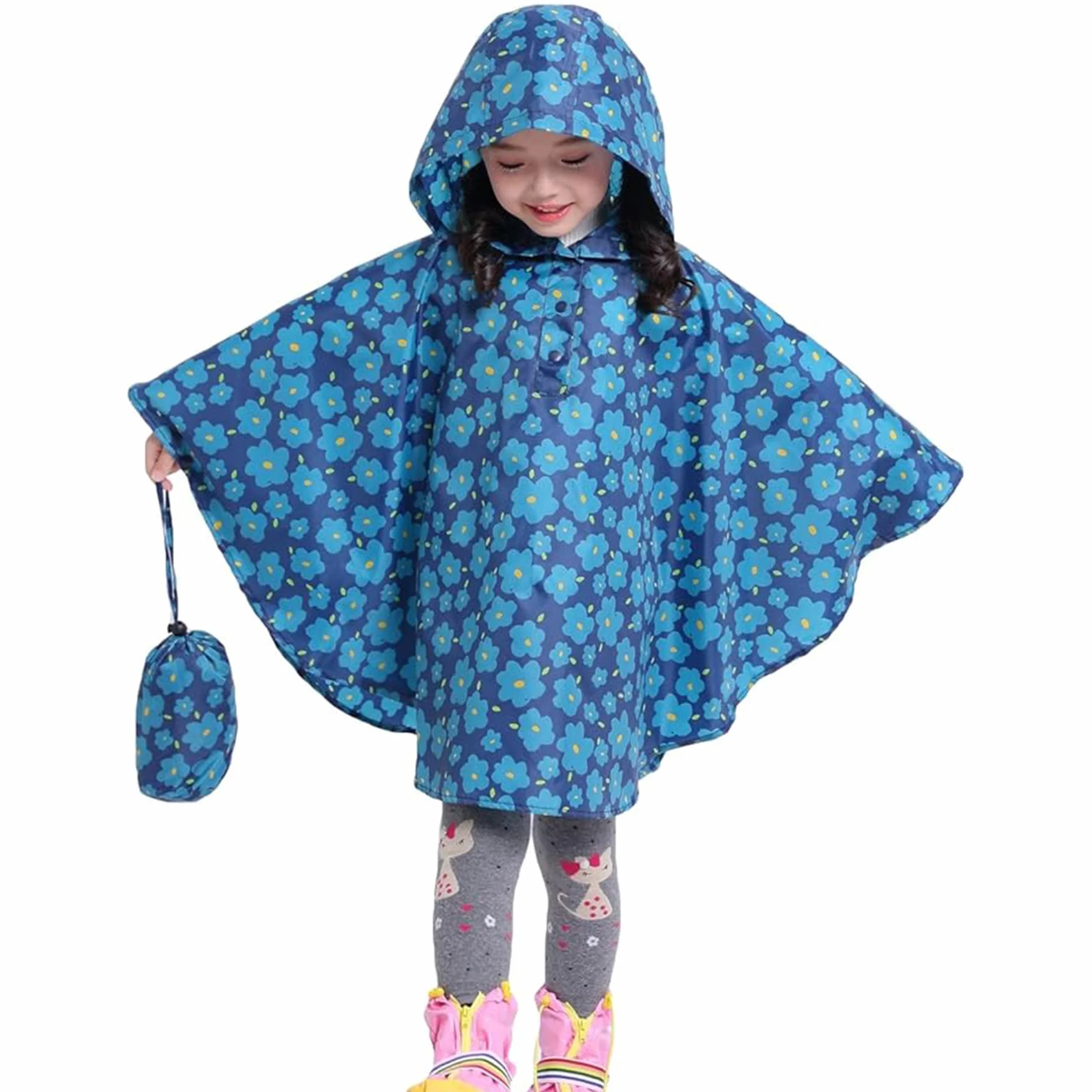 Poncho de Niña, Chubasquero Niño,Impermeables para Hombres y Mujeres para Niños, Impermeable Capa con Capucha Talla S hasta XL Niños 1 hasta 12 años