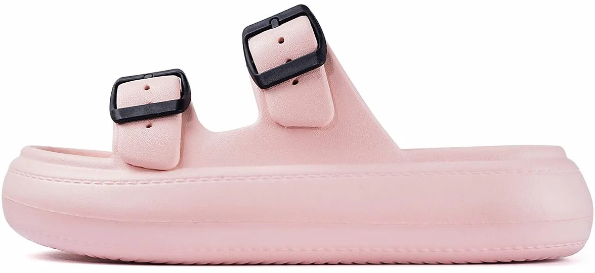 Gaatpot Zapatilla de Baño Niños Niña Chanclas Zapatos de Playa y Piscina Ajustable Doble Hebilla Sandalias Antideslizantes Rosa 33/34 EU