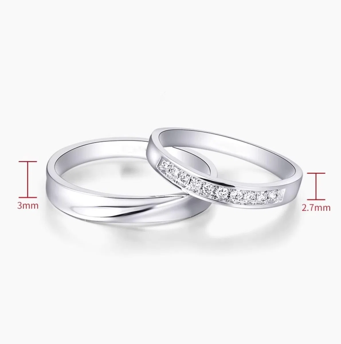 Wycian Anillos Boda Hombre Anillo Plateado PT950 Polaco Talla 30 Sólido No Chapado Moda para Esposa Cumpleaños Joyas
