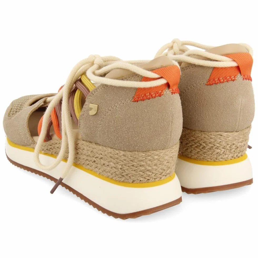 Sneakers Abiertos Beige Tipo Espadrille con CUÑA para Mujer IONA