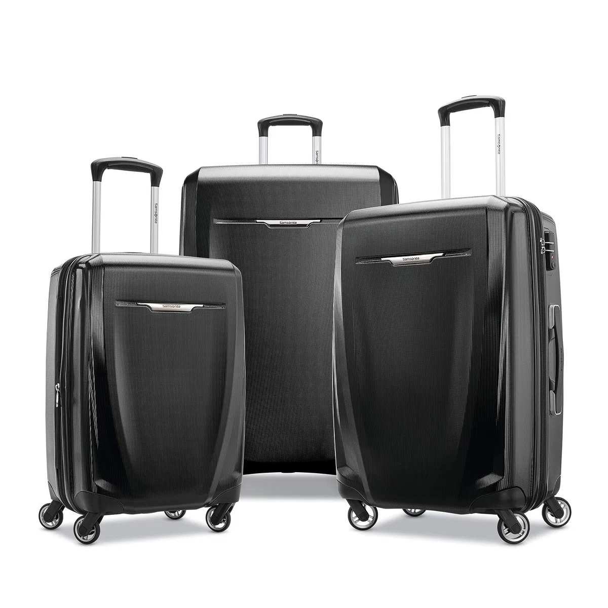 Samsonite Winfield 3 DLX - Maleta rígida con Ruedas giratorias, Black, 3-Piece Set (20/25/28), Winfield 3 DLX Hardside - Equipaje expandible con Ruedas giratorias