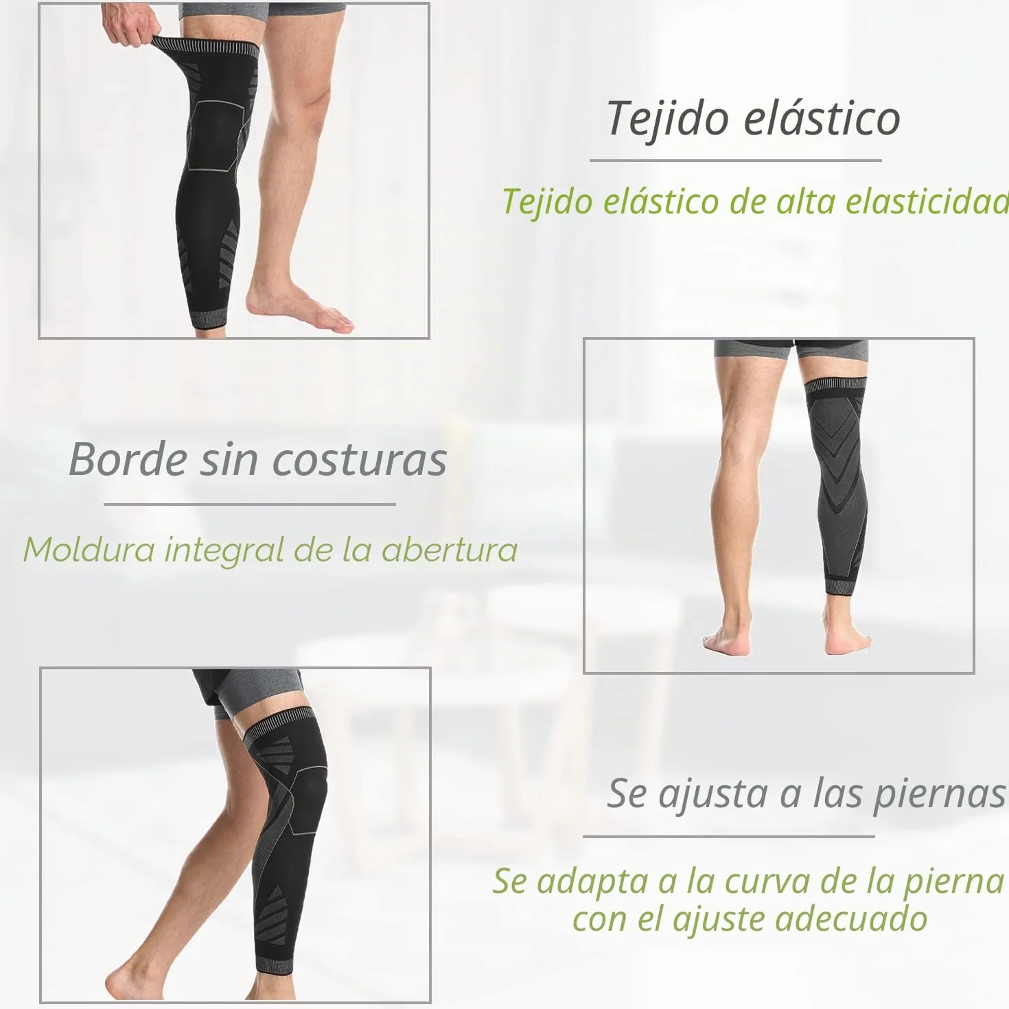 Mangas de Pierna de Compresión, Rodilleras de Compresión de Longitud Completa Antideslizante, Transpirable Calentadores de Piernas para Correr, Baloncesto, Ciclismo, Fútbol, Deporte