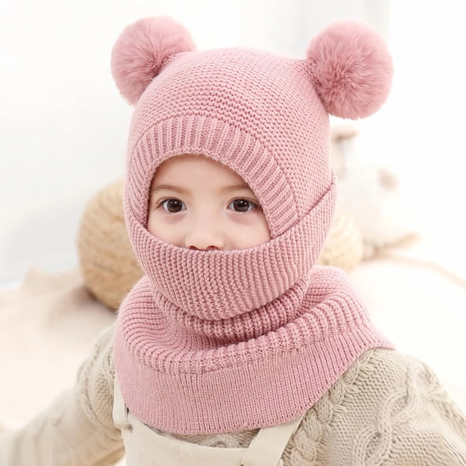 TAGVO Pasamontañas Térmico Invierno Niño Cortaviento Forro Polar Gorro Cuello Balaclava Esquí 2-5 Años