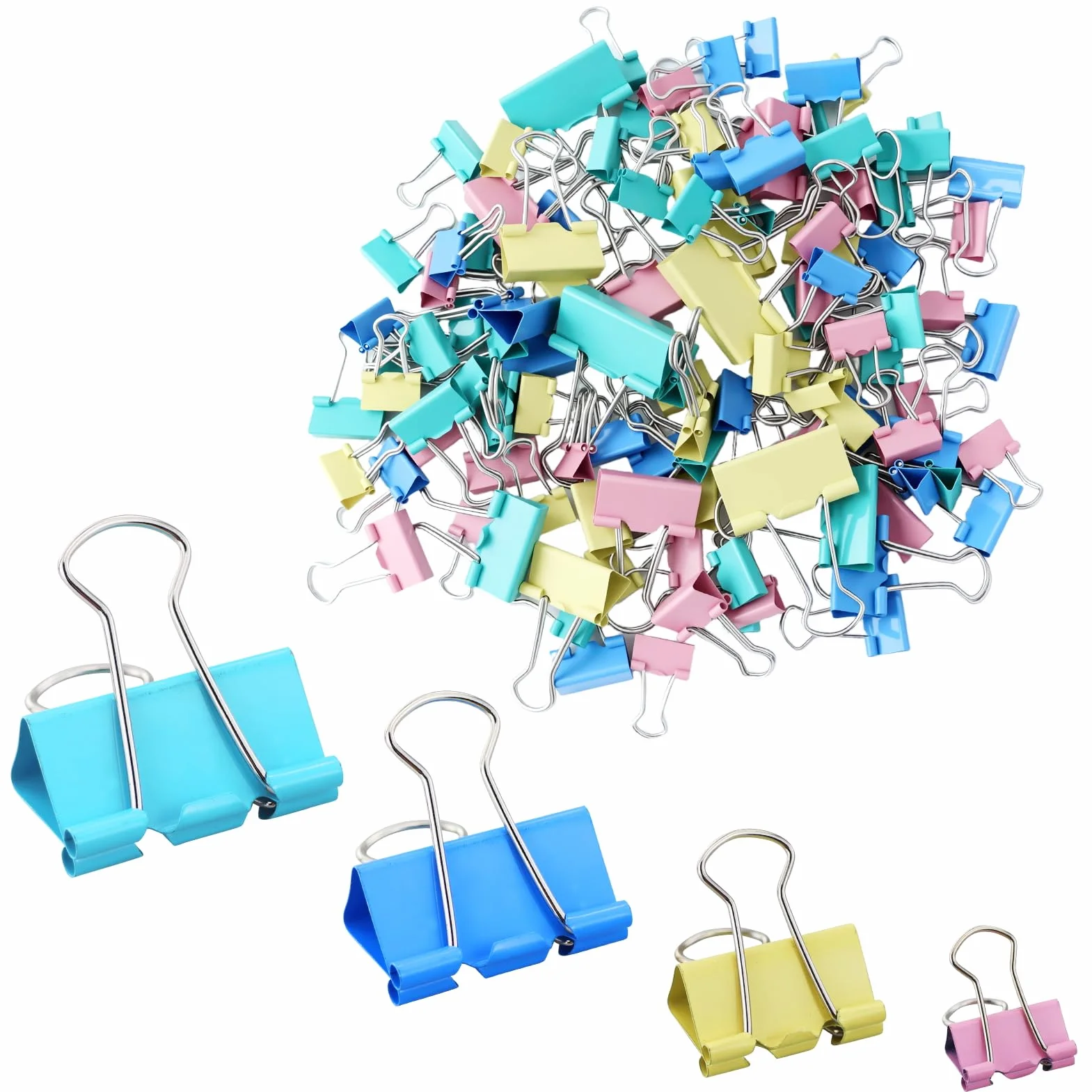 Pinzas plegables multicolores 15-32 mm, clips de metal para papel, artículos de oficina
