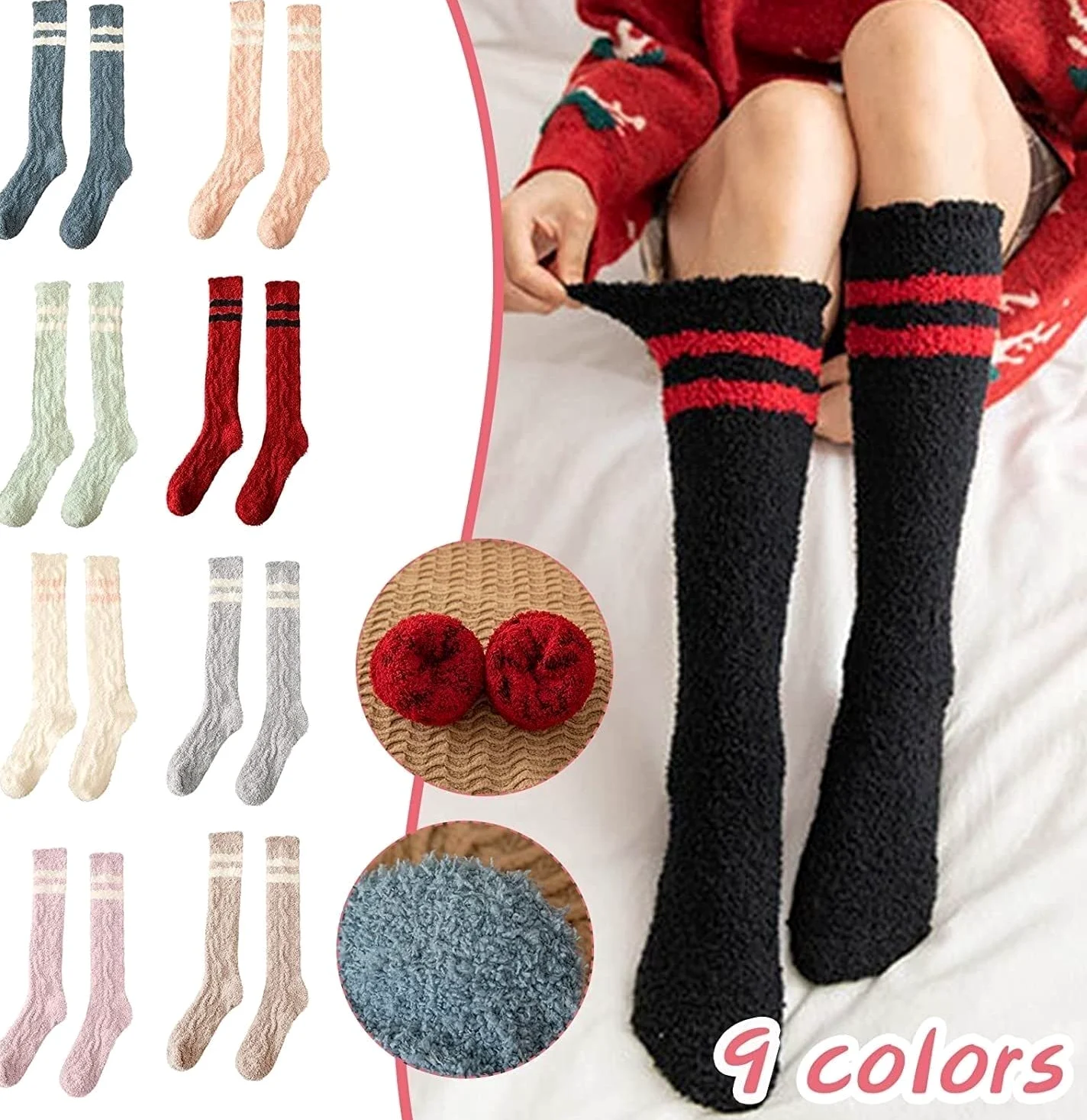 Calcetines Invierno 5 Pares De Calcetines Esponjosos Para Mujer, Calentadores De Piernas De Felpa Coralina Gruesa De Invierno, Calcetines Cálidos Hasta La Rodilla Calcetines Termicos
