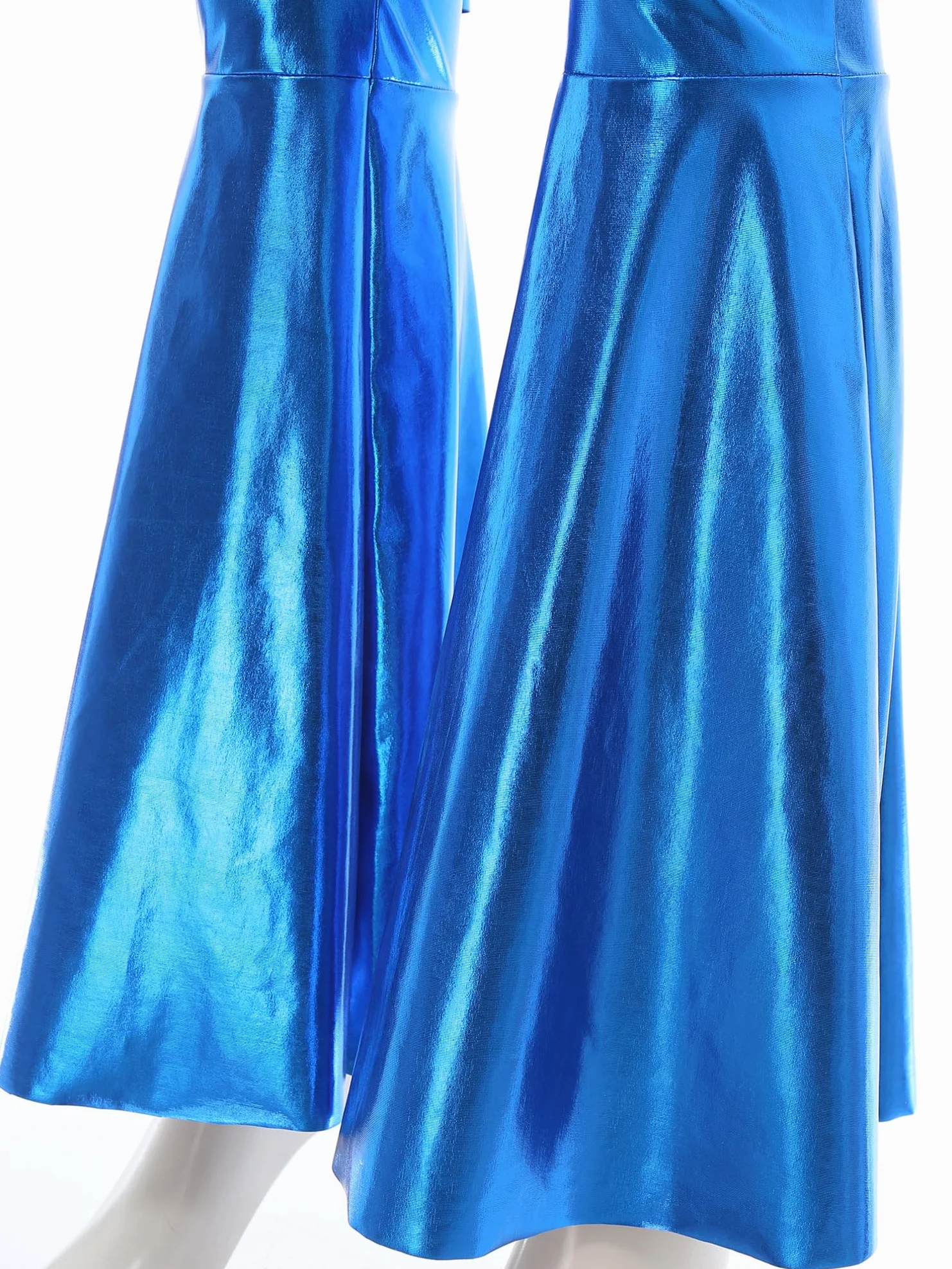 Mono Brillante de Baile para Mujer Jumpsuit Metálico Manga Acampanado un Hombro Disfraz Danza Animadora Disco Party