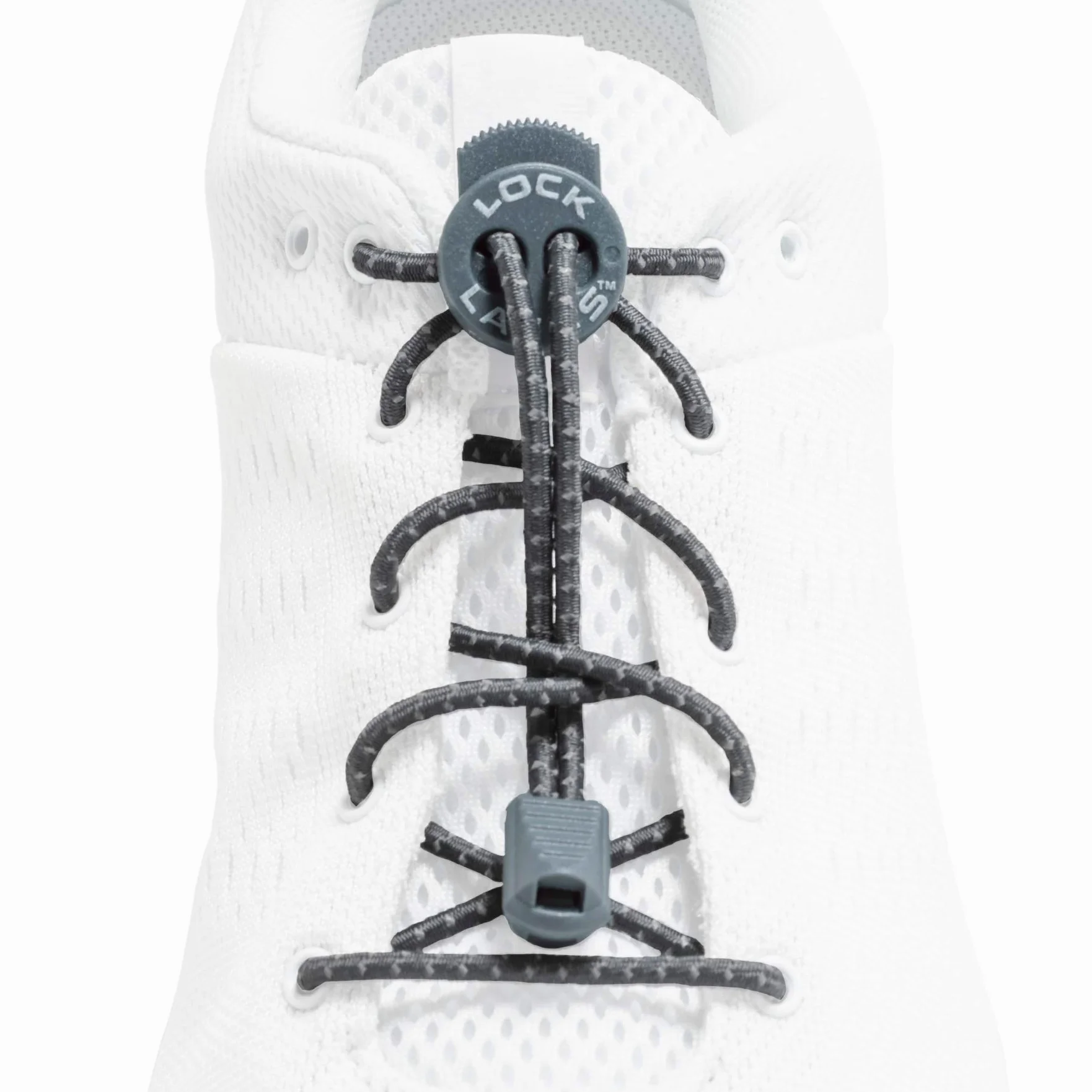 Lock Laces Cordones reflectantes elásticos sin atar, talla única, para niños y adultos, cordones elásticos para zapatos (2 unidades)