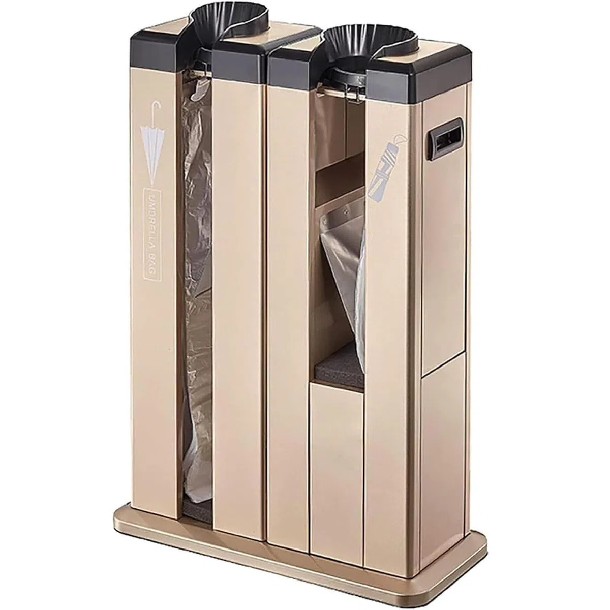 Empaquetadora automática de paraguas húmedo, 200 bolsas para paraguas, soporte de metal, mantiene seco el interior, color plateado