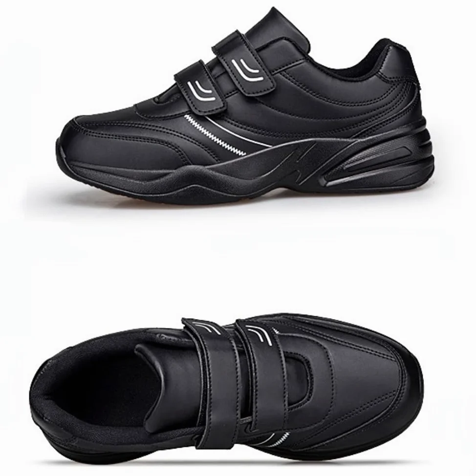 Zapatillas de Deporte Hombre Zapatos de Cuero Anchos Hombres | Zapatillas para Caminar Hombre Zapatos de piel para diabéticos Cierre Ajustable Hinchados o Diabéticos