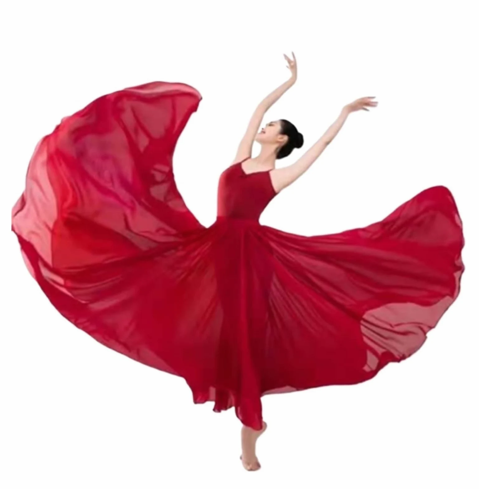 Falda Larga para Danza del Vientre, Disfraz de Danza clásica, Elegante Falda de Gasa para práctica de Danza del Vientre, 720 Grados, con Vuelo, para Ballet Moderno (Blanco, 540 x 8