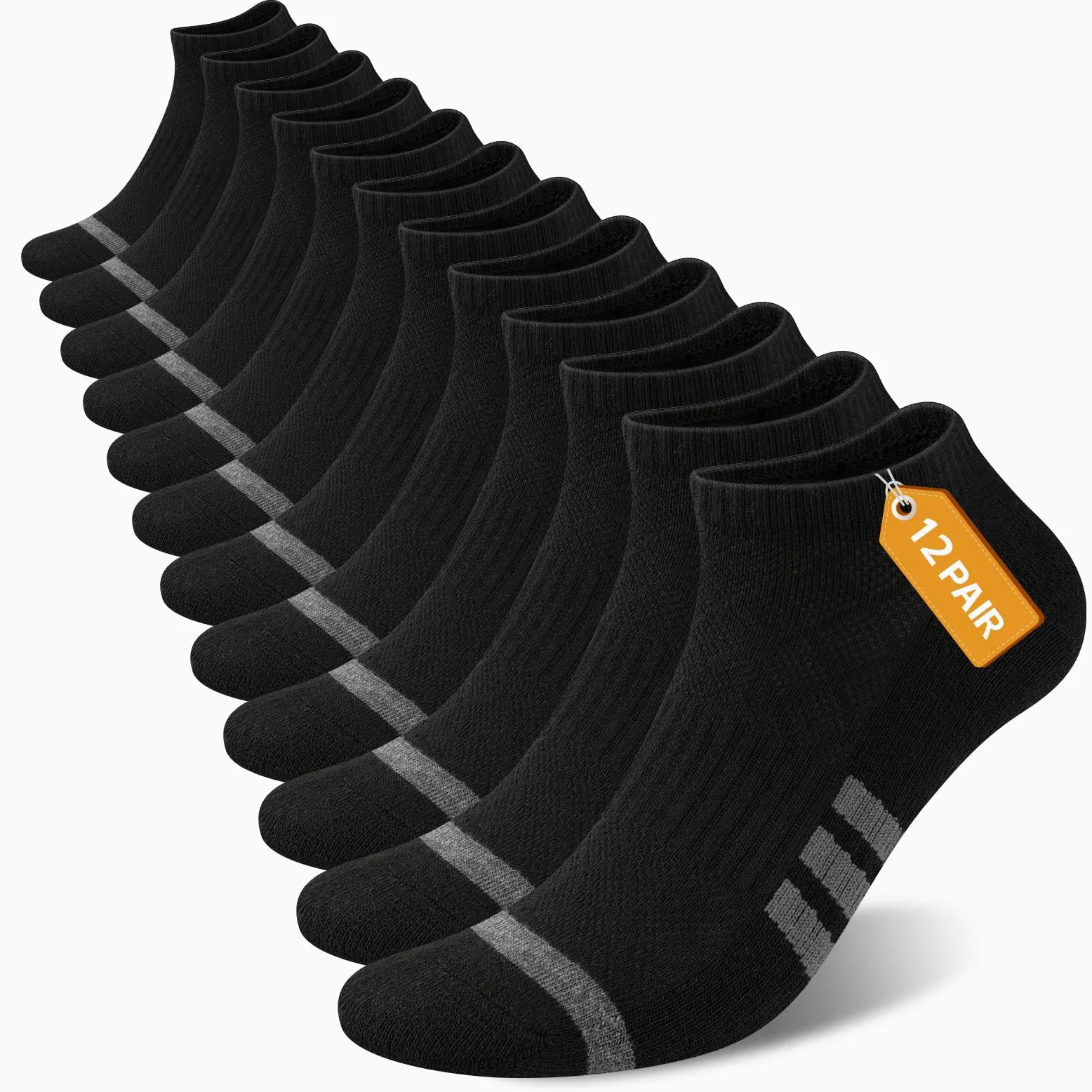 Heatuff 12 pares de calcetines de tobillo acolchados para hombre, atléticos, para correr, de corte bajo, transpirables, cómodos, casuales