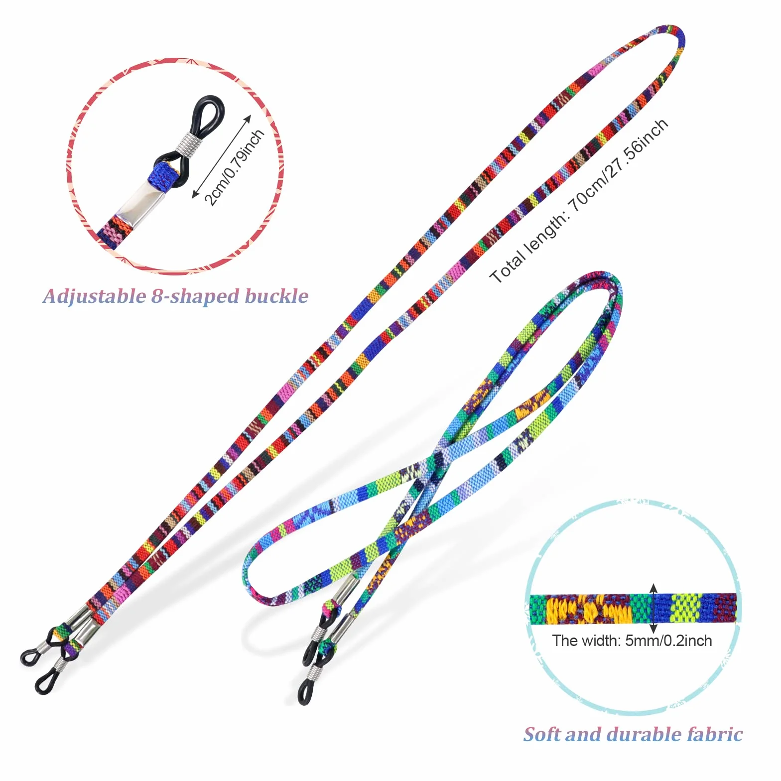 Cordones para Gafas Antideslizantes Ajustables Hombre Mujer Niño
