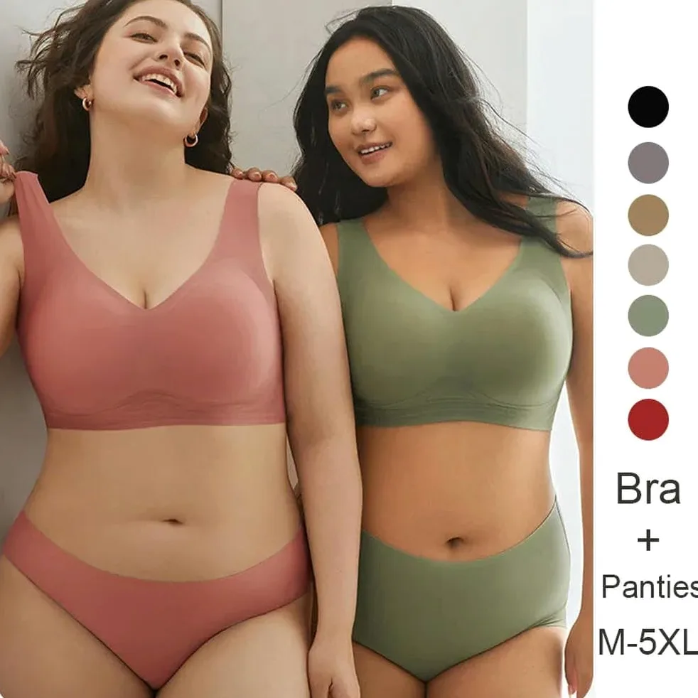 SYJYM M-5XL Conjuntos de Sujetadores de Talla Grande para Mujer Bragas regordetas para niñas Sujetadores de Gran tamaño sin Aros y antiflacidez para Mujeres con Pecho Grande
