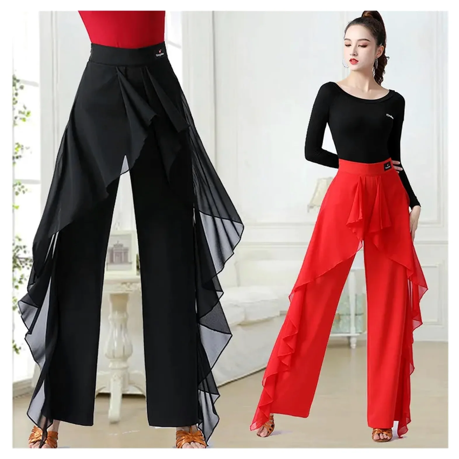 Pantalones de Baile Latino poliéster | Danza latina multicolor S-3XL: práctica de actuación