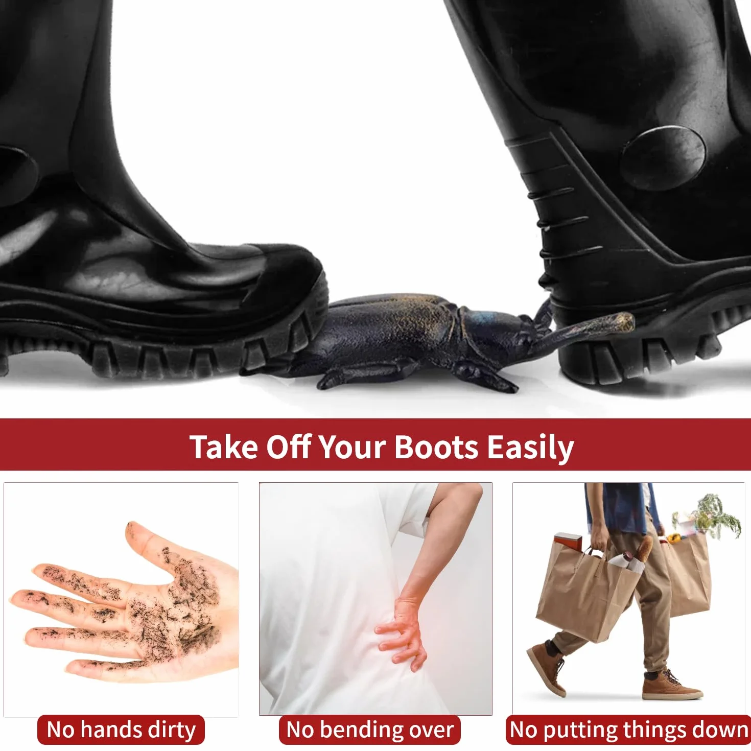 Beetle - Removedor de zapatos de hierro fundido resistente, extractor de botas Coleoptera para quitar botas de agua y botas de barro