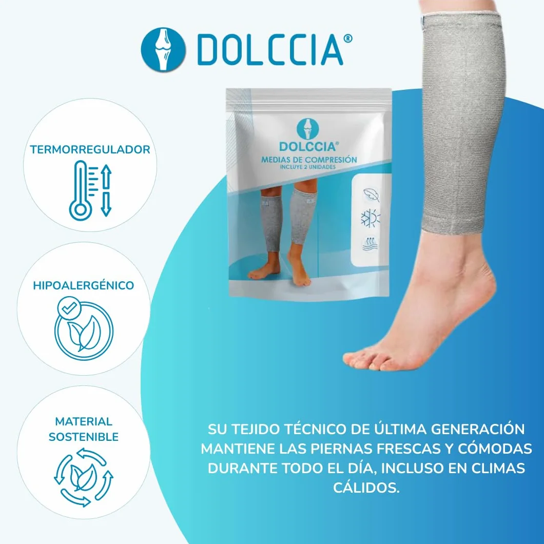 DOLCCIA 1 par Medias de compresión de bambú, Calcetines Compresivos Mujer Hombre, Mangas de Compresión para Deporte, Running, Ciclismo, Trabajo, Senderismo, Vuelo