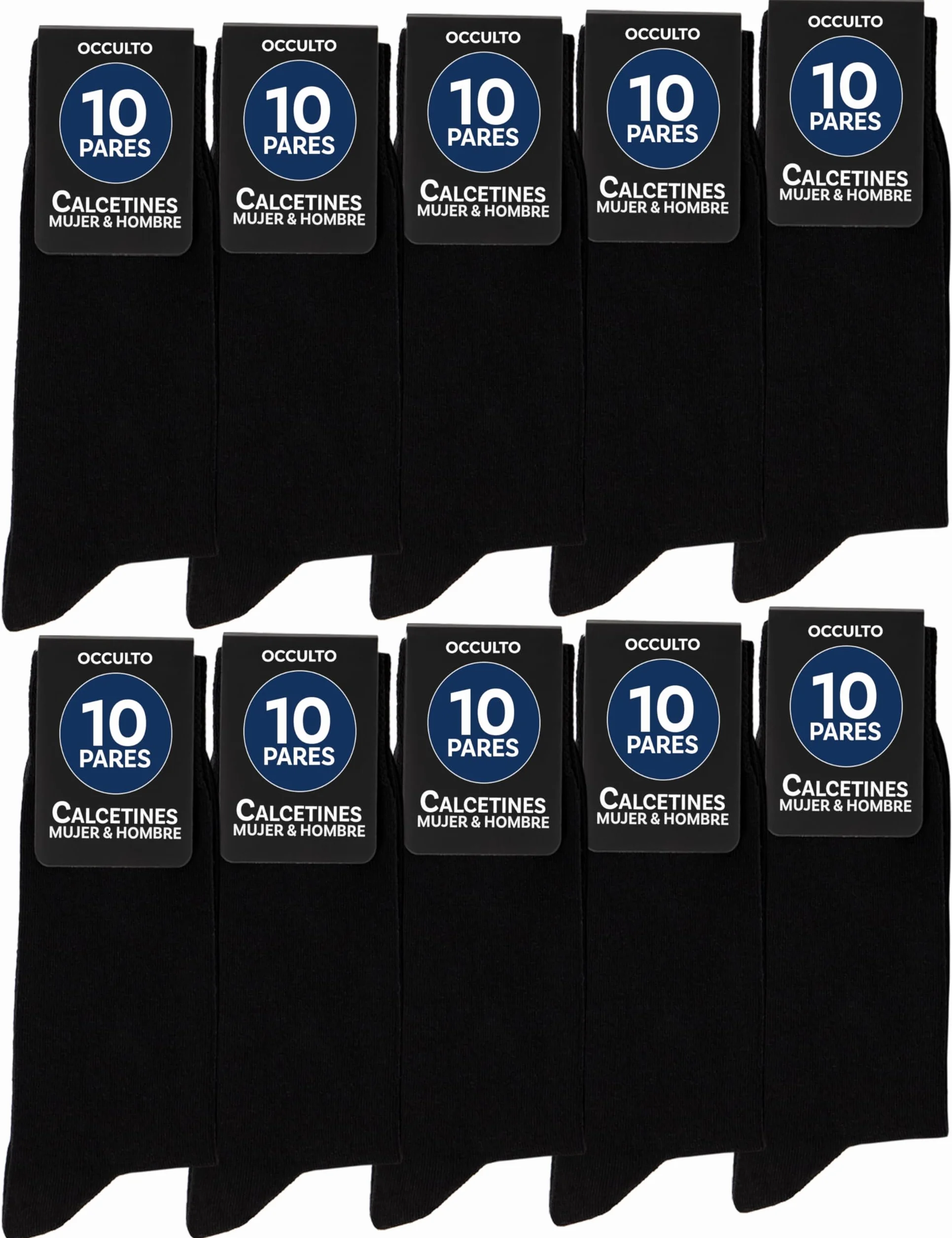Occulto CALCETINES NEGROS para HOMBRE (10-30 PARES), PACK CALCETINES HOMBRE de ALGODON