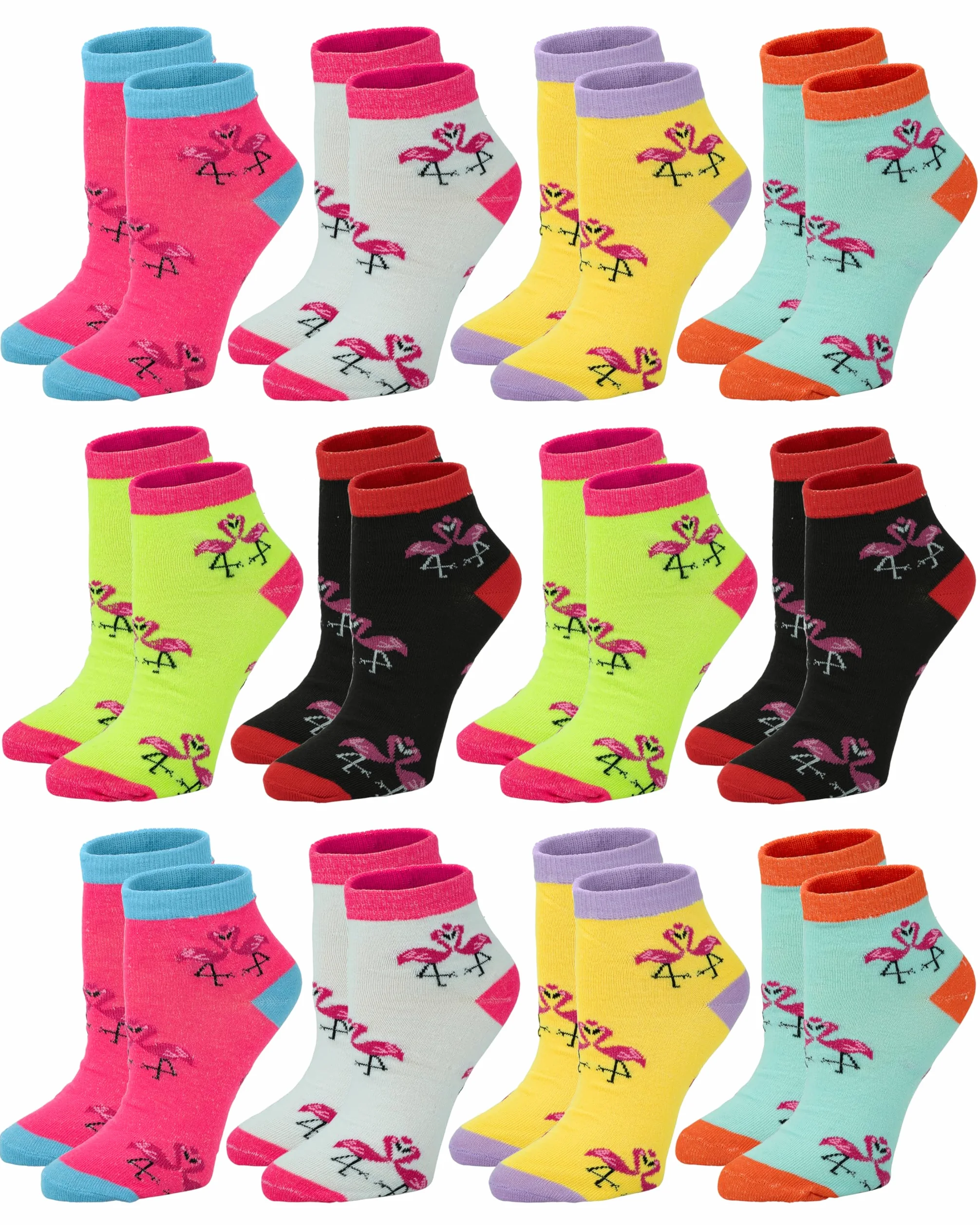 Gelante 12 pares de calcetines tobilleros para mujer, coloridos, cómodos, ligeros, transpirables, atléticos