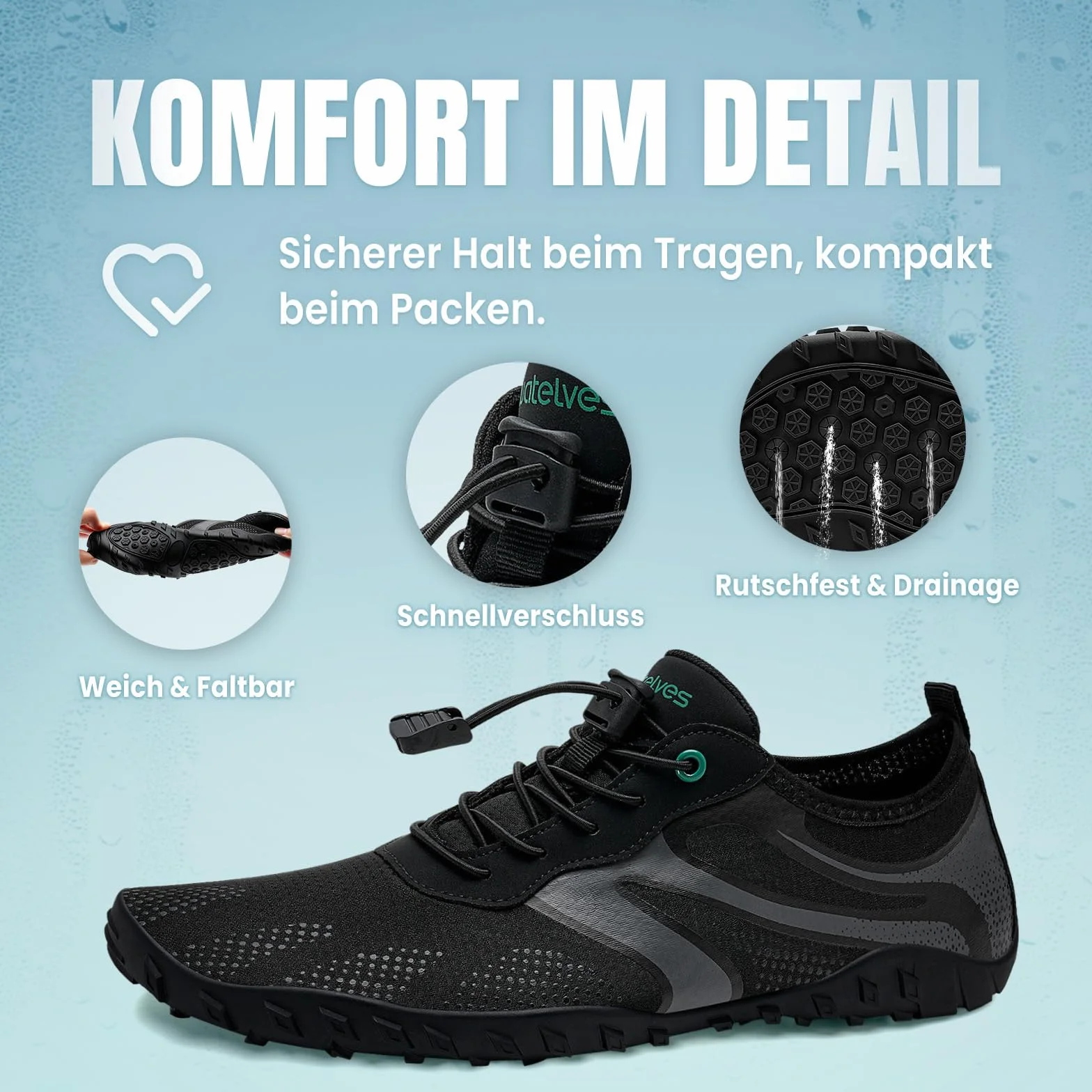 Zapatos de Agua Hombre Mujer Antideslizante Secado Rápido Resistentes Duraderos Unisex Playa Natación