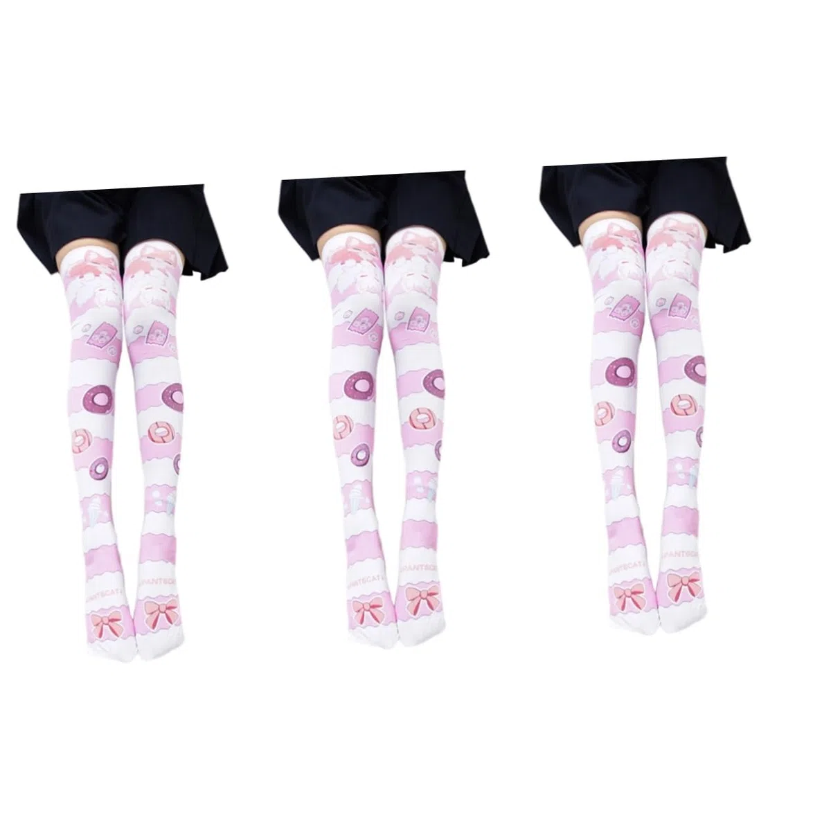 SHERCHPRY 2 pares de calcetines por encima de la rodilla hasta el muslo, transpirables, calcetines de ciclismo casuales de terciopelo para niñas