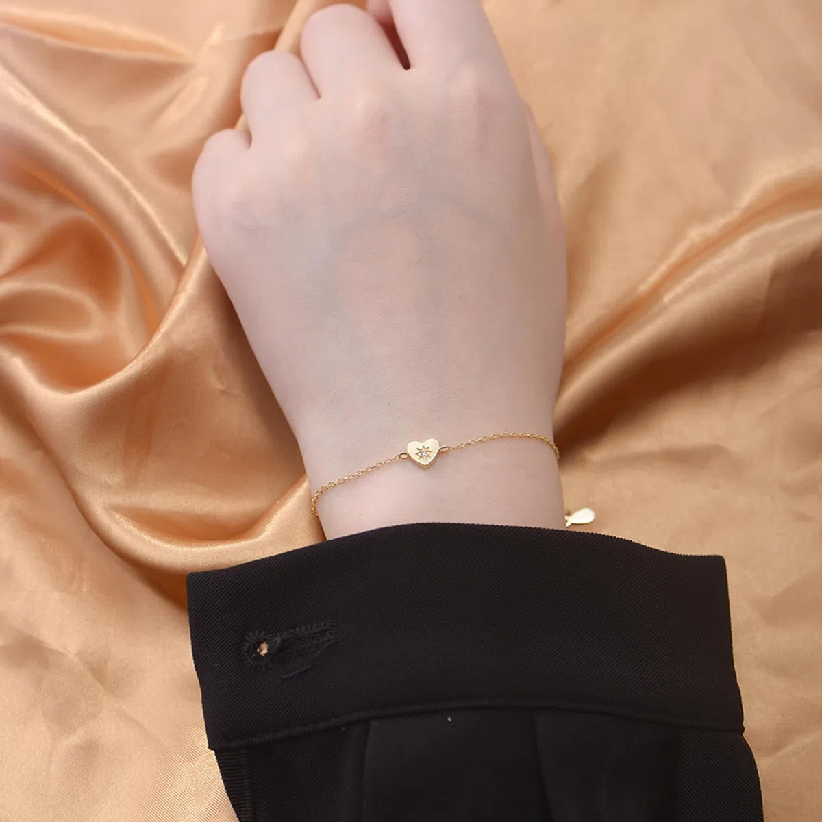 Pulseras de corazón para mujer, oro con diamantes de laboratorio, hechas a mano para mujer, pulseras