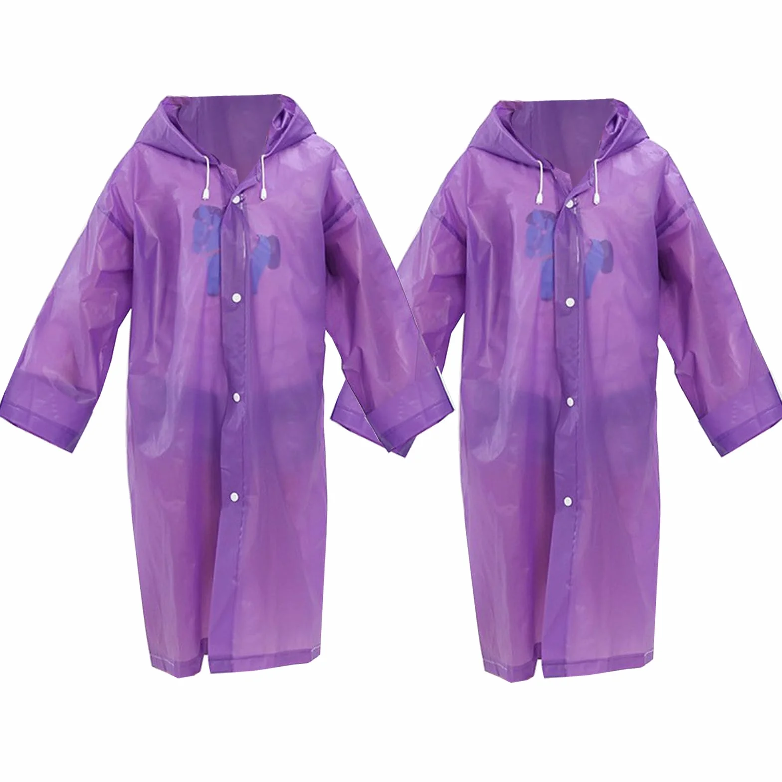2 Piezas Infantiles Impermeable Chubasquero, Poncho Lluvia con Capucha, EVA Ponchos Lluvia Niños, Reutilizable, para Ciclismo Aire Libre, Camping, Viajes y Pesca (Púrpura)