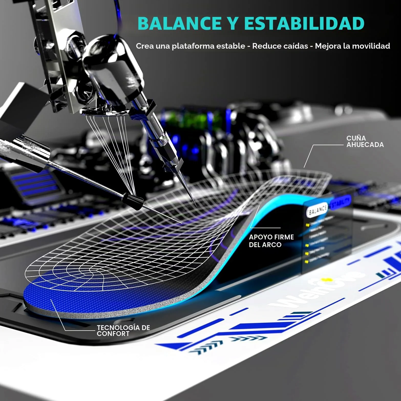 Plantillas de fibra de carbono con soporte para el arco - Welnove Plantillas de alto rendimiento amortiguadoras para deportes activos - Retorno de energía y protección contra lesiones-XXL 45-46