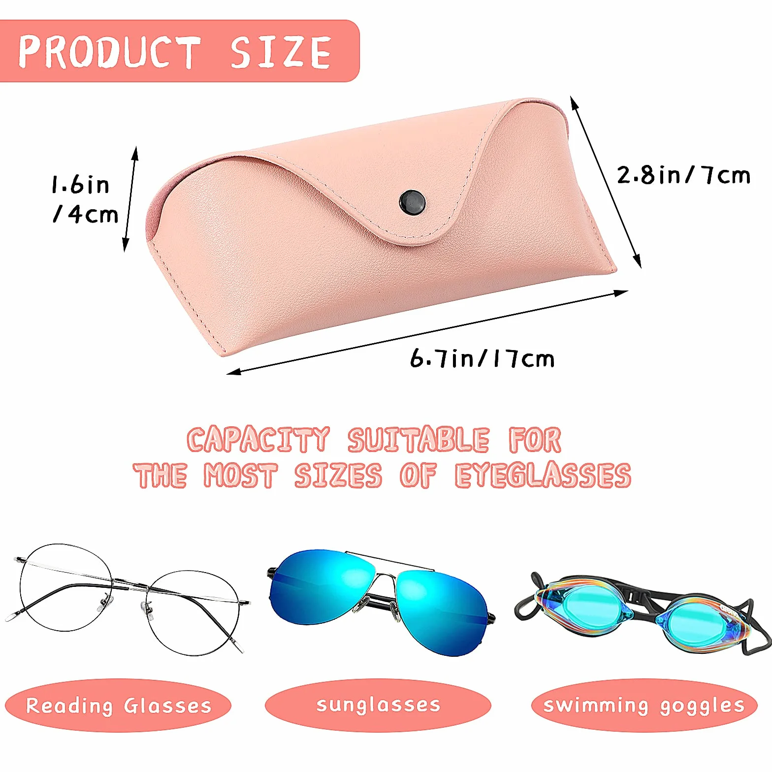 Estuche para Gafas Hifot de PU Cuero 2 Piezas Rosa y Blanco